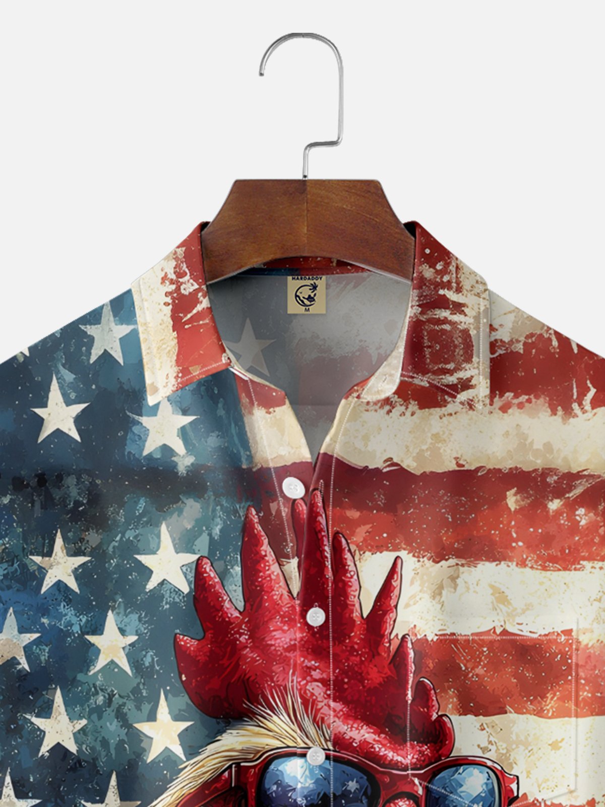 Moisture-wicking American Flag Chicken Chest Pocket National Patriotic Shirt