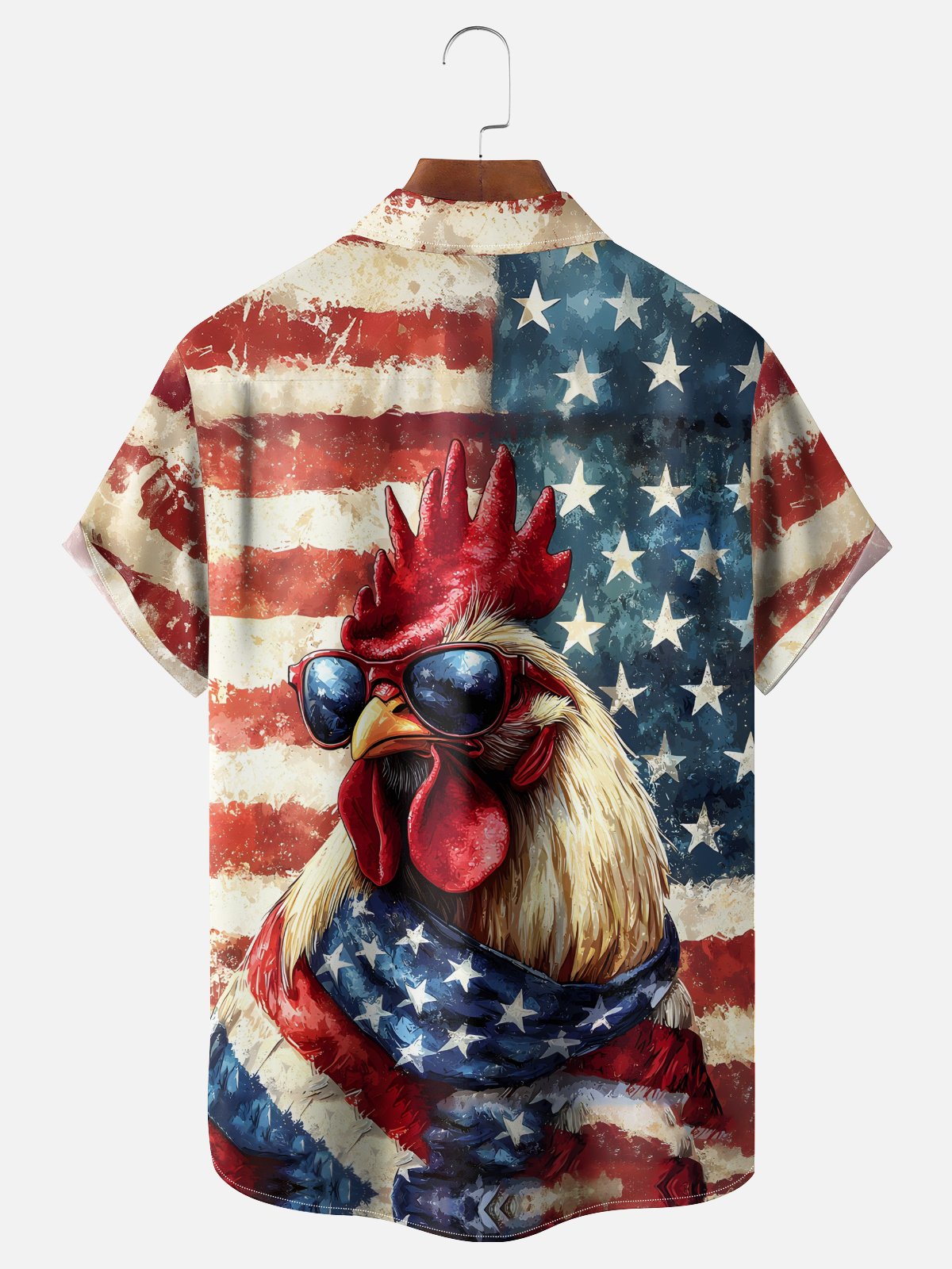 Moisture-wicking American Flag Chicken Chest Pocket National Patriotic Shirt