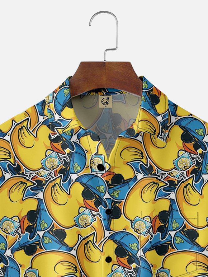 Tall Size Moisture-wicking Duck Chest Pocket Hawaiian Shirt