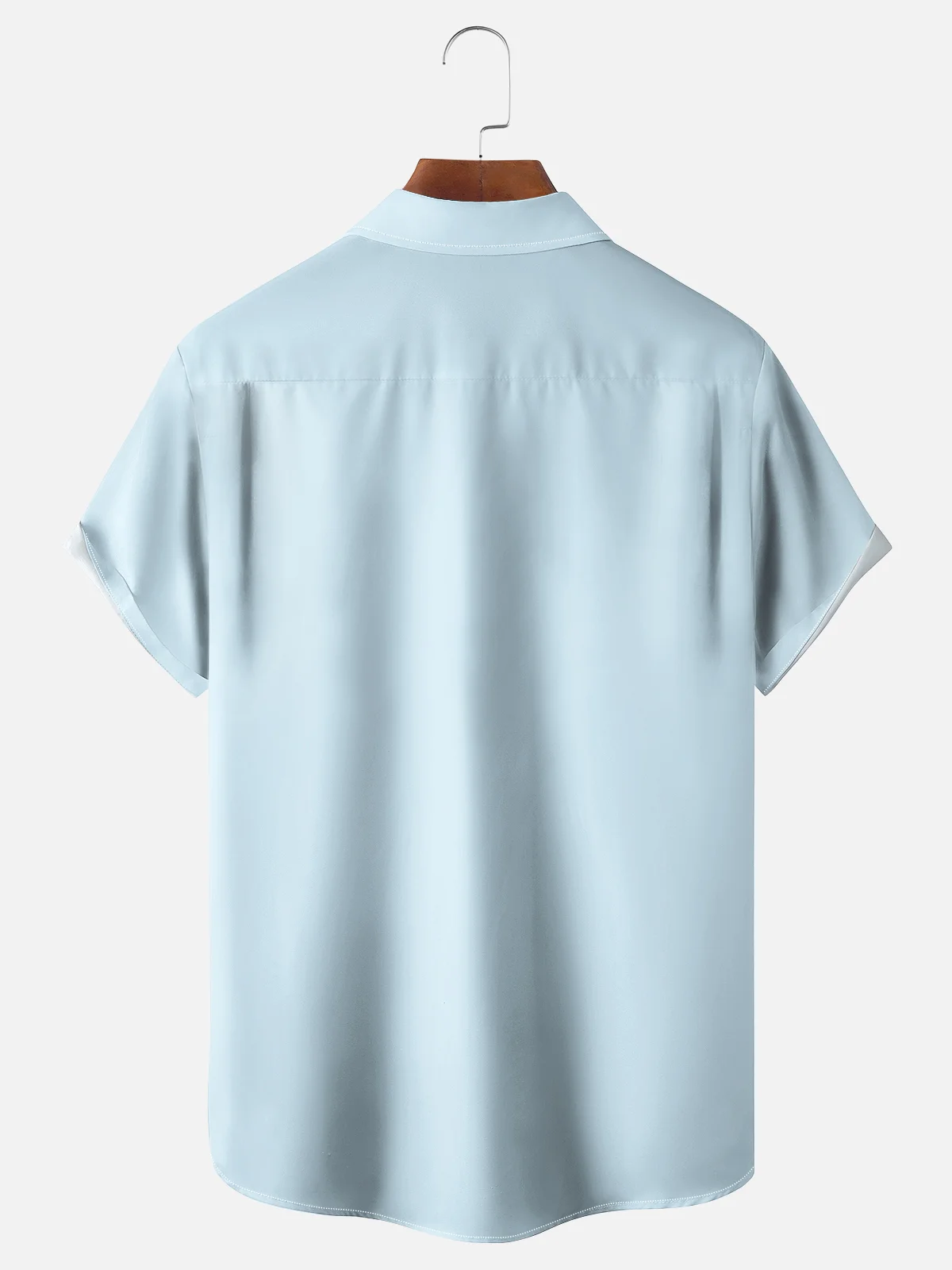 Moisture-wicking Artistic Geometric Waves Chest Pocket Bowling Shirt