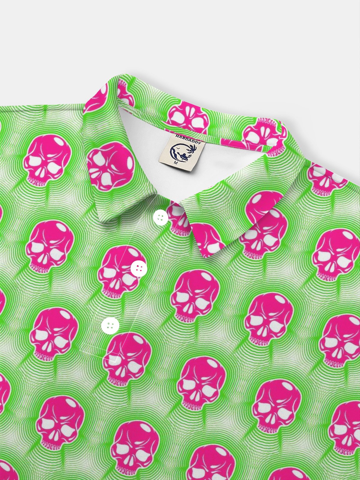 Moisture Wicking Rock Punk Gradient Color Skull Short Sleeve Golf Polo
