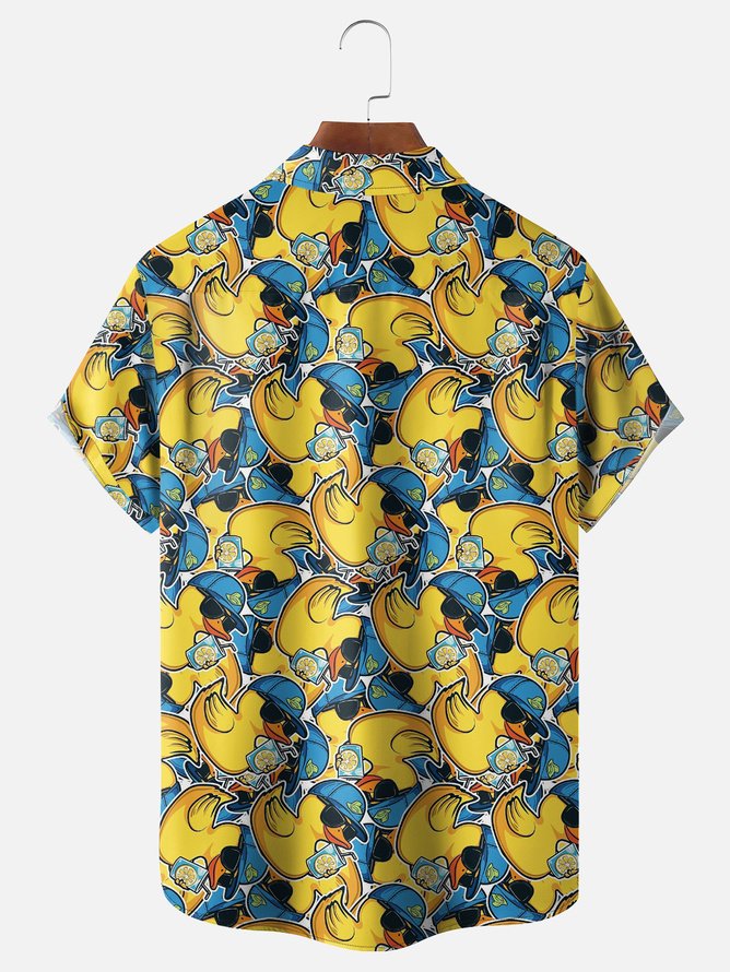 Tall Size Moisture-wicking Duck Chest Pocket Hawaiian Shirt