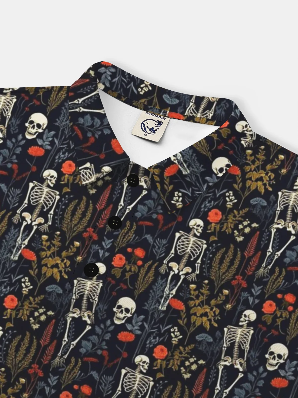 Moisture Wicking Skull Flower Short Sleeve Golf Polo