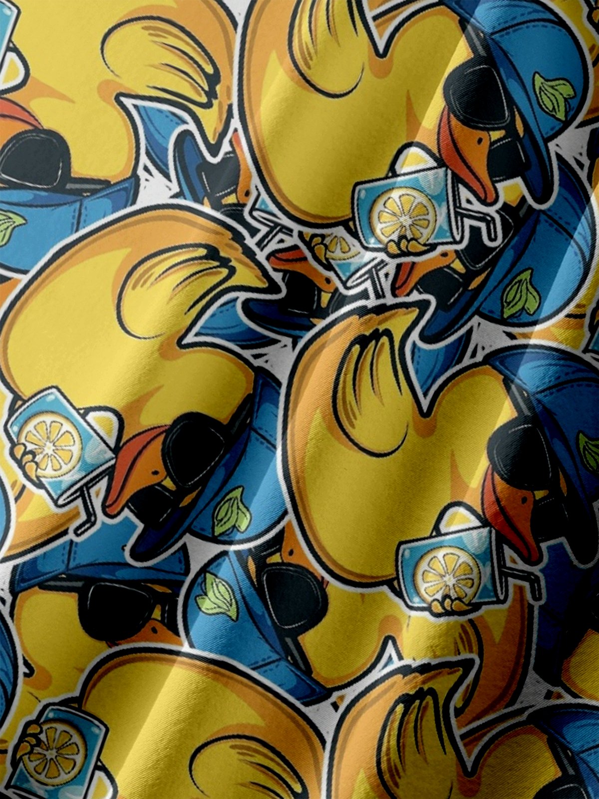 Big Size Moisture-wicking Duck Chest Pocket Hawaiian Shirt