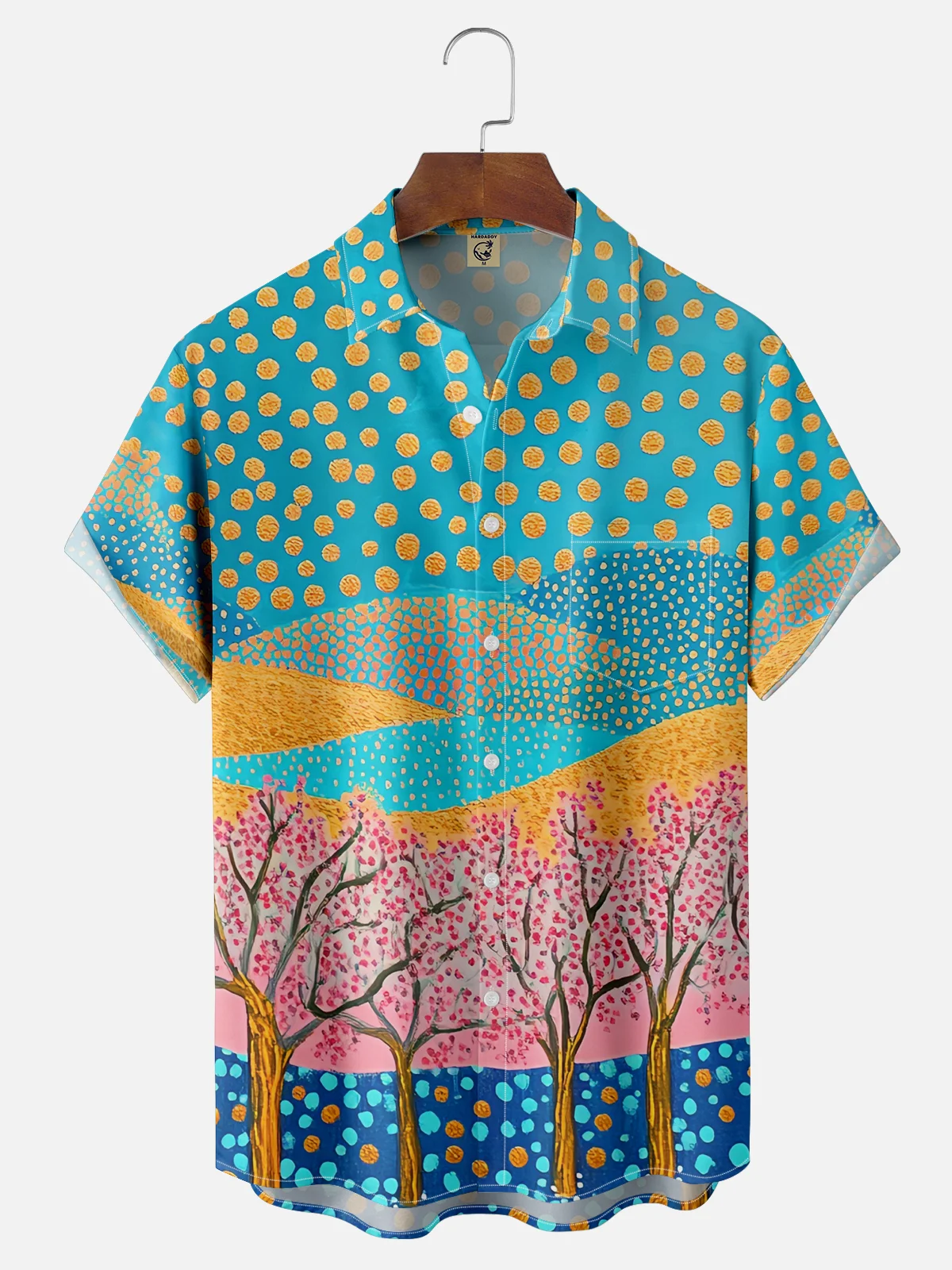 Hardaddy X Artist Kathleen Shimmield Landscape Cherry Blossom Tree Chest Pocket Hawaiian Shirt