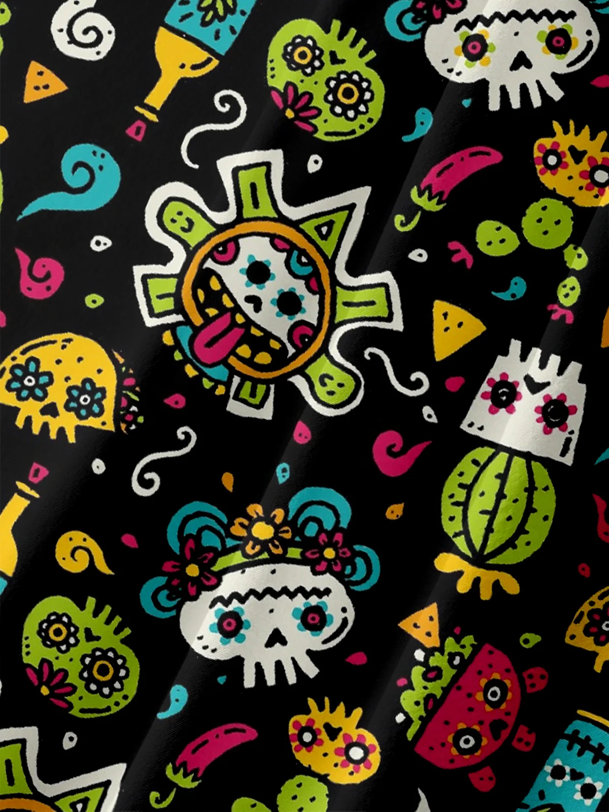 Hardaddy X Artist Walmazan Moisture-wicking Mexican Skull Chest Pocket Hawaiian Shirt