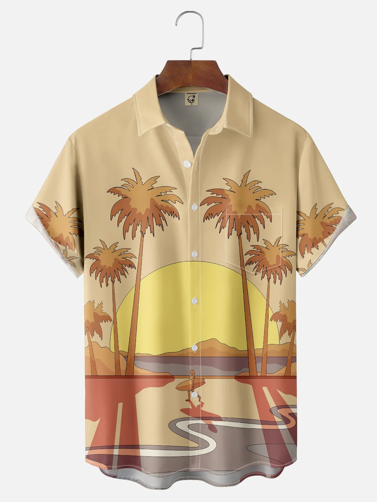 Hardaddy X Artist Stephen Wade Moisture-wicking Palm Tree Chest Pocket Hawaiian Shirt
