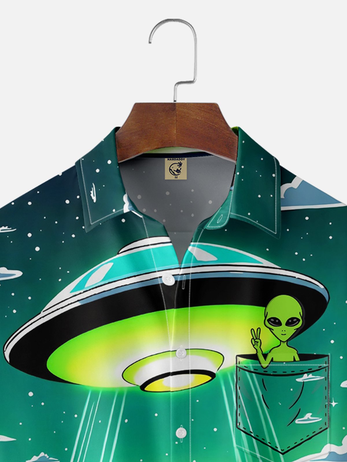 Hardaddy X Artist Coffee Man Moisture-wicking Alien Chest Pocket Hawaiian Shirt