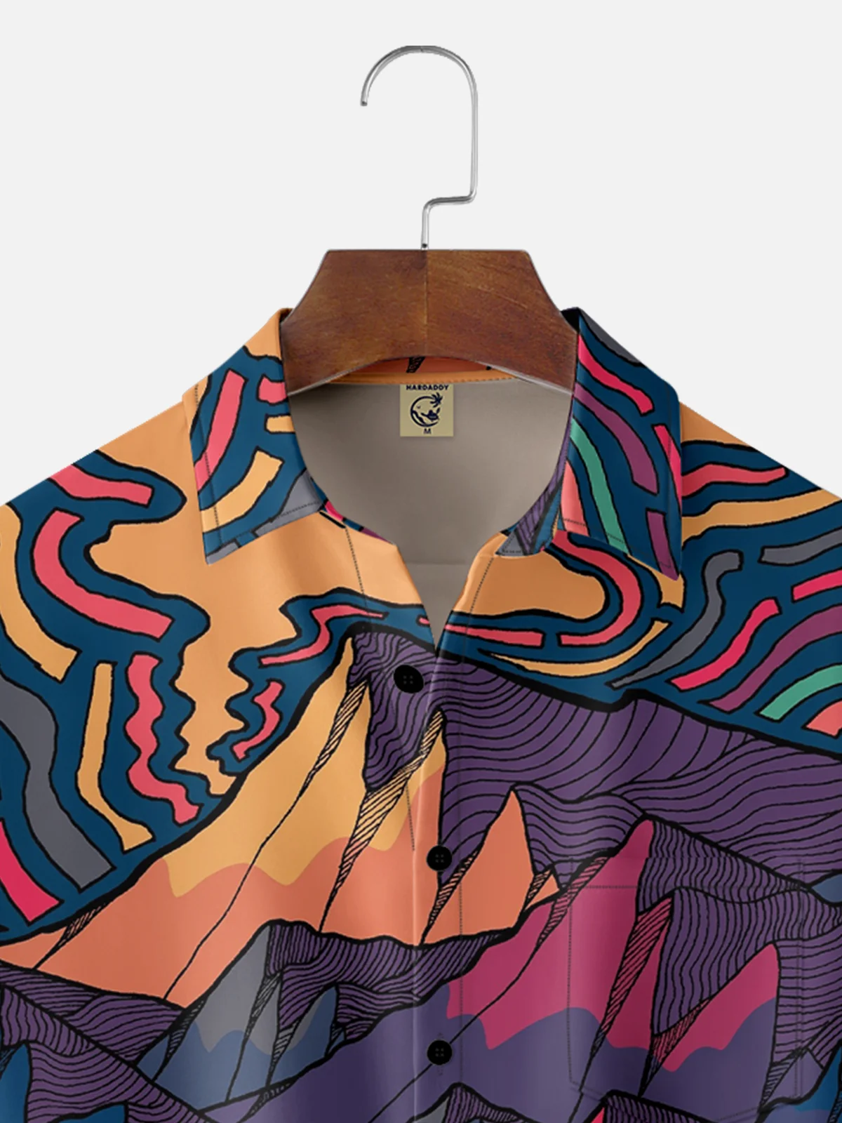 Hardaddy X Artist Stephen Wade Moisture-wicking Geomatric Mountain Chest Pocket Hawaiian Shirt