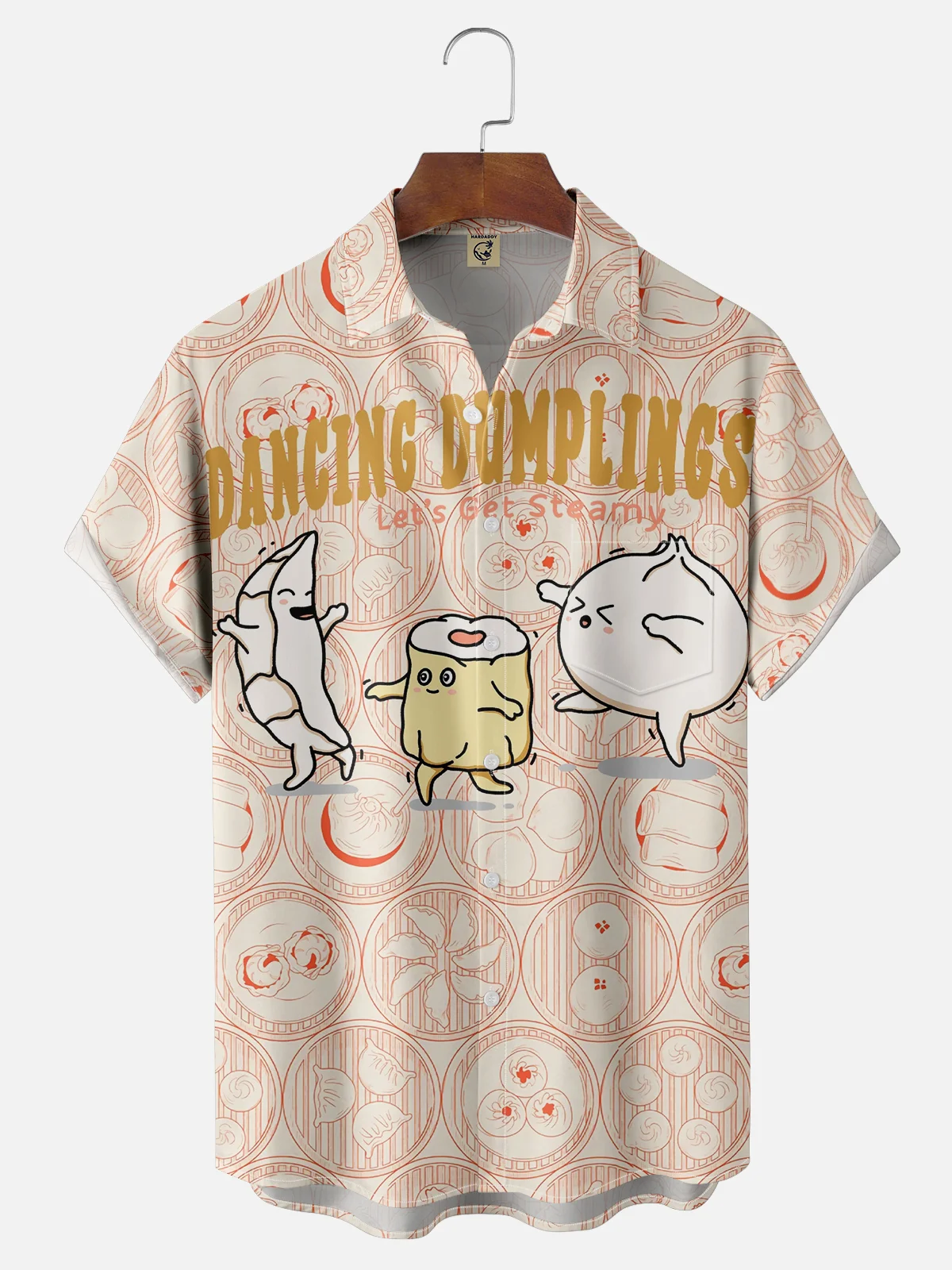 Hardaddy X Kimprut Imut Moisture Wicking Shaomai Dumpling Chest Pocket Hawaiian Shirt