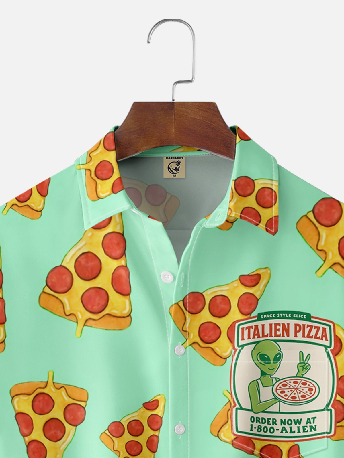 Hardaddy X Artist Coffee Man Moisture-wicking Alien Pizza Chest Pocket Hawaiian Shirt