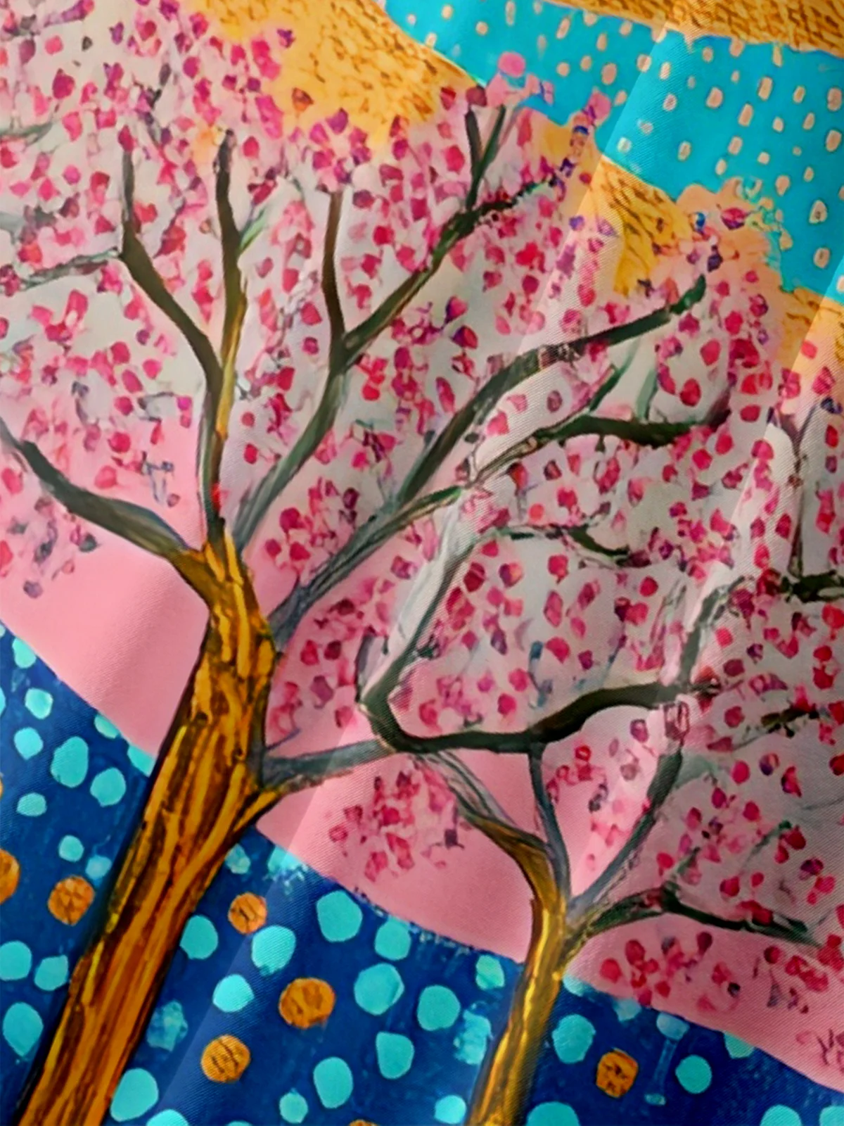Hardaddy X Artist Kathleen Shimmield Landscape Cherry Blossom Tree Chest Pocket Hawaiian Shirt