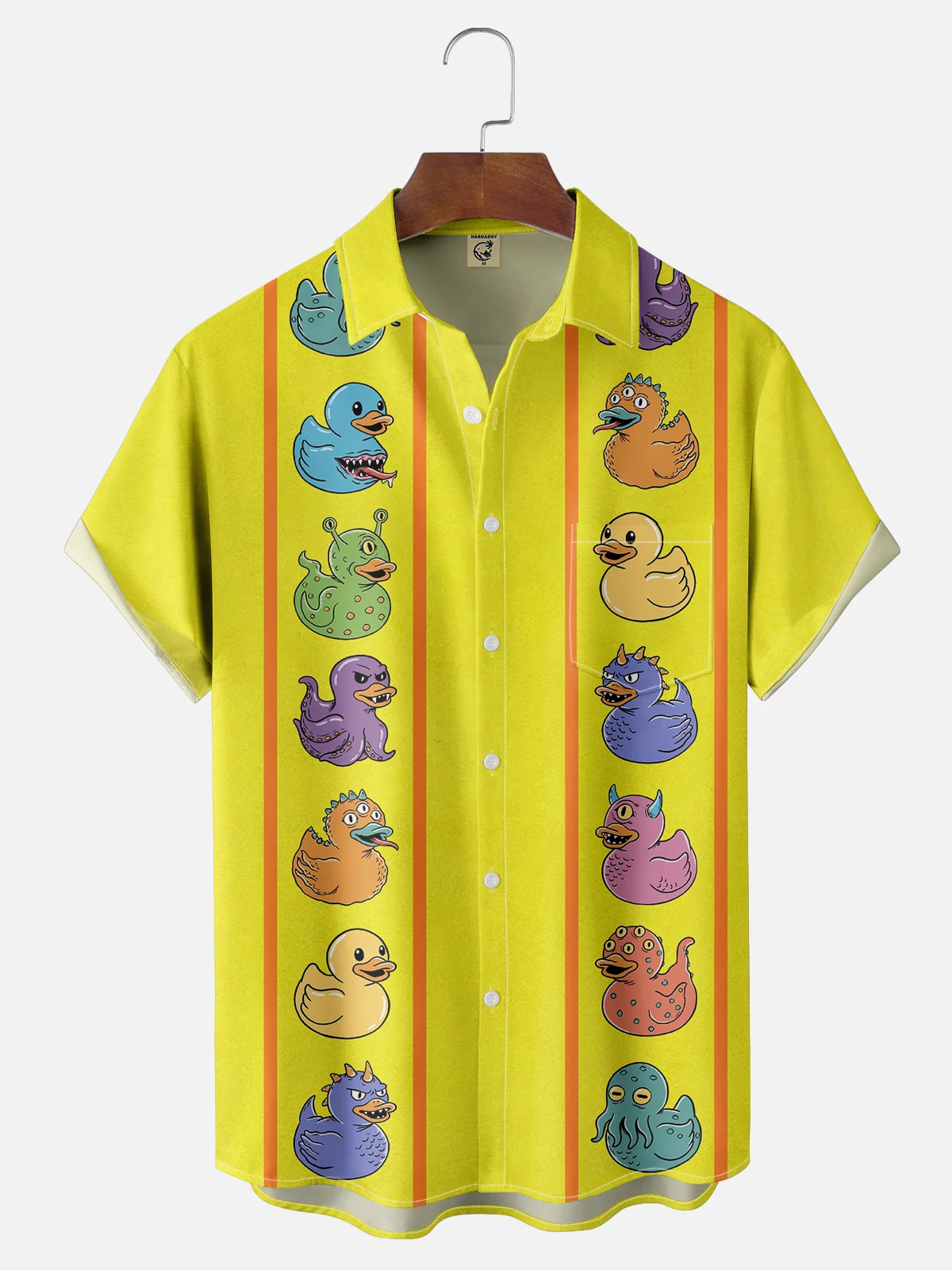 Hardaddy X Coffee Man Moisture Wicking Funny Duck Chest Pocket Bowling Shirt