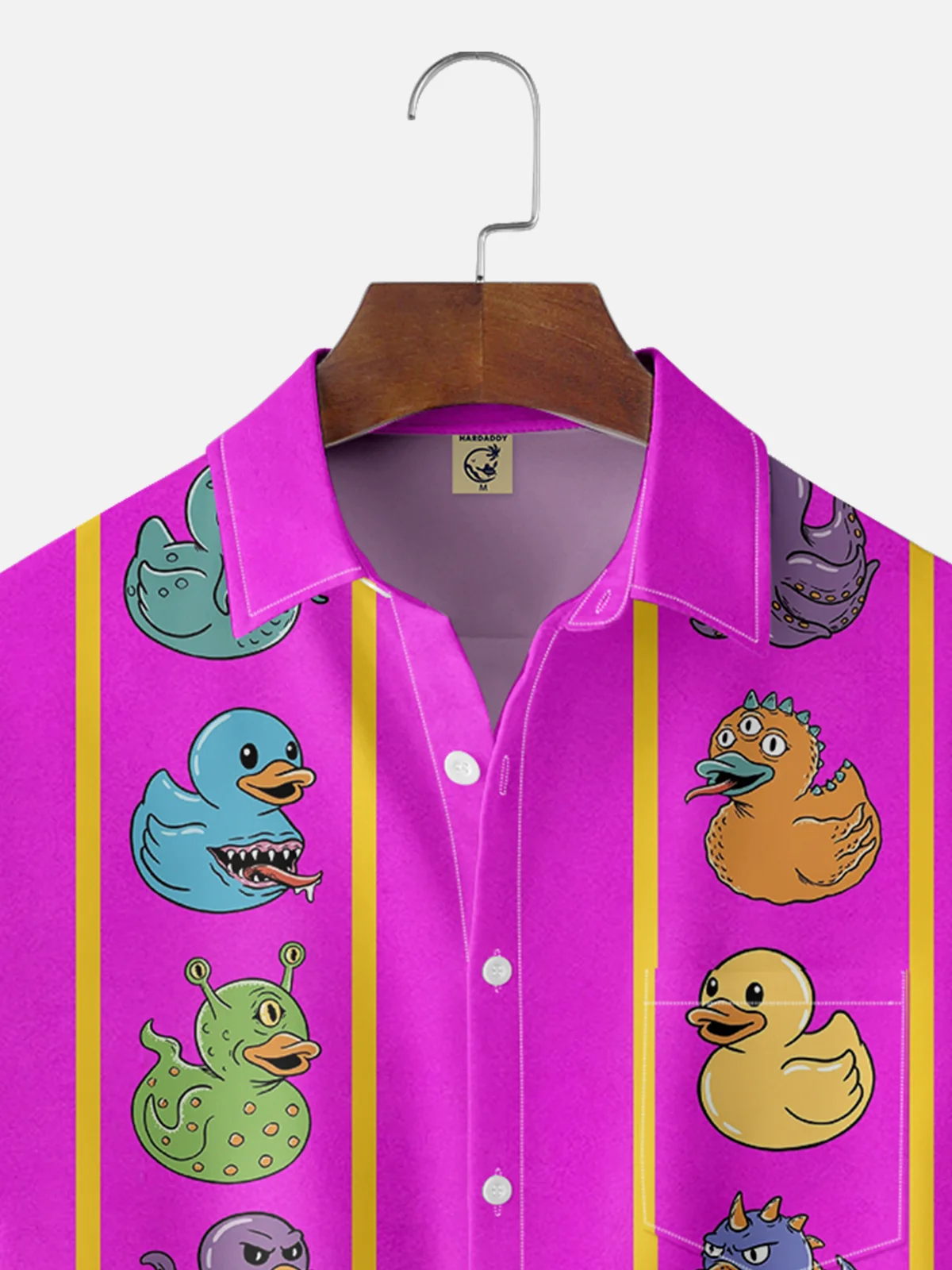 Hardaddy X Coffee Man Moisture Wicking Funny Duck Chest Pocket Bowling Shirt