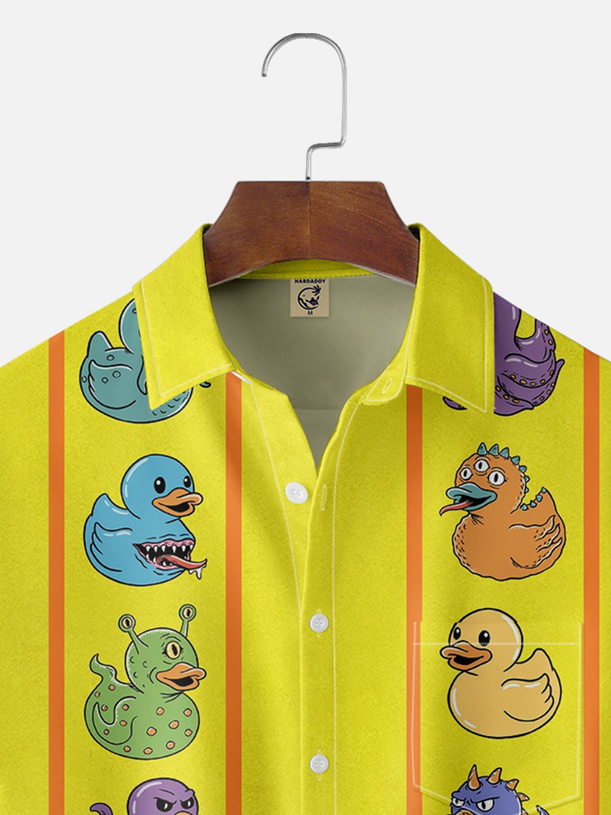 Hardaddy X Coffee Man Moisture Wicking Funny Duck Chest Pocket Bowling Shirt