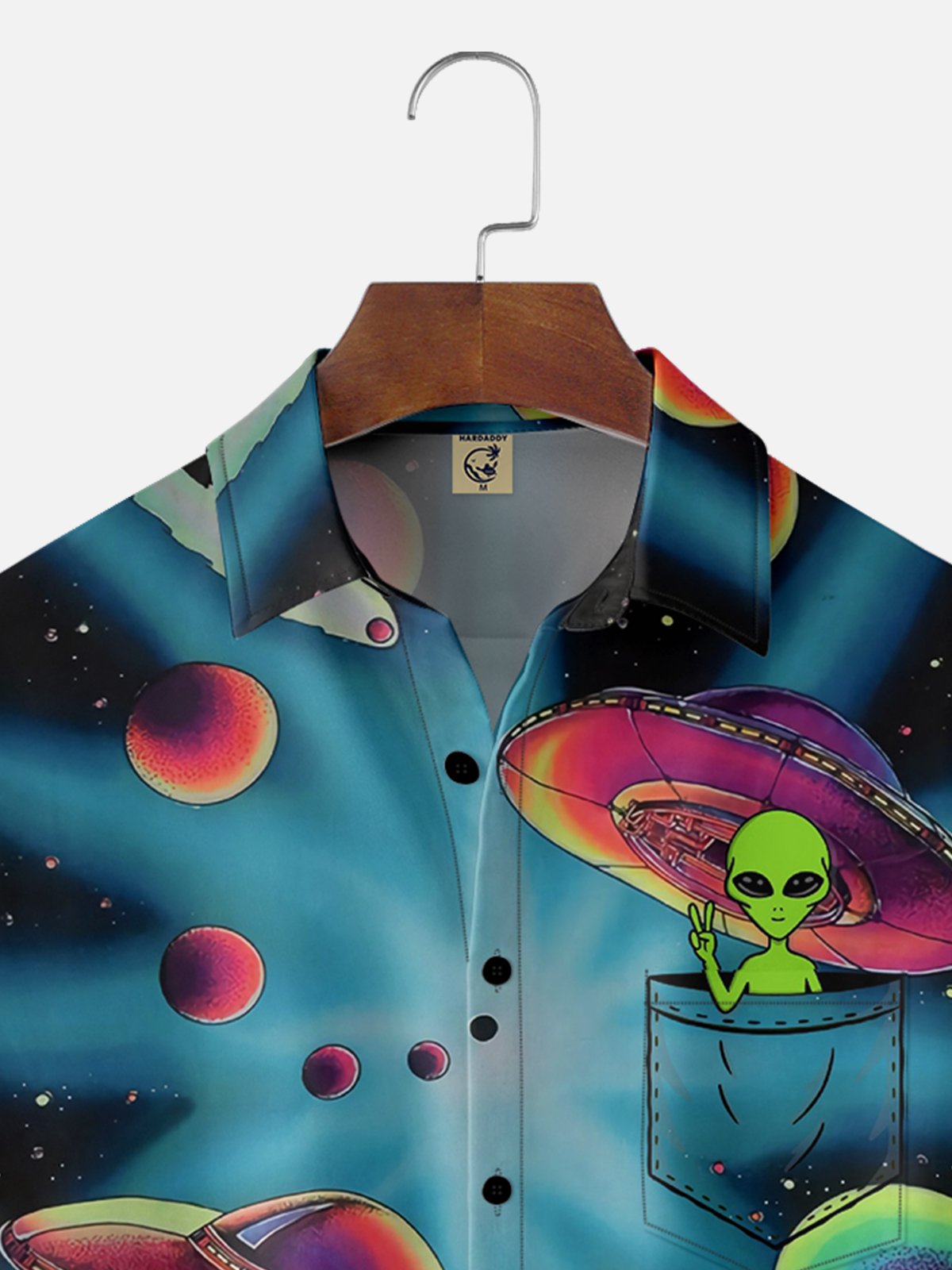 Hardaddy X Artist Coffee Man Moisture-wicking Alien Chest Pocket Hawaiian Shirt