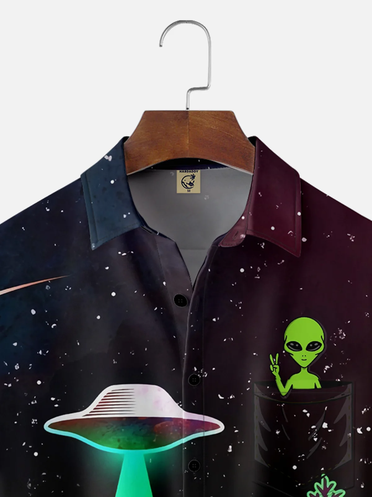 Hardaddy X Artist Coffee Man Moisture-wicking Alien Chest Pocket Hawaiian Shirt