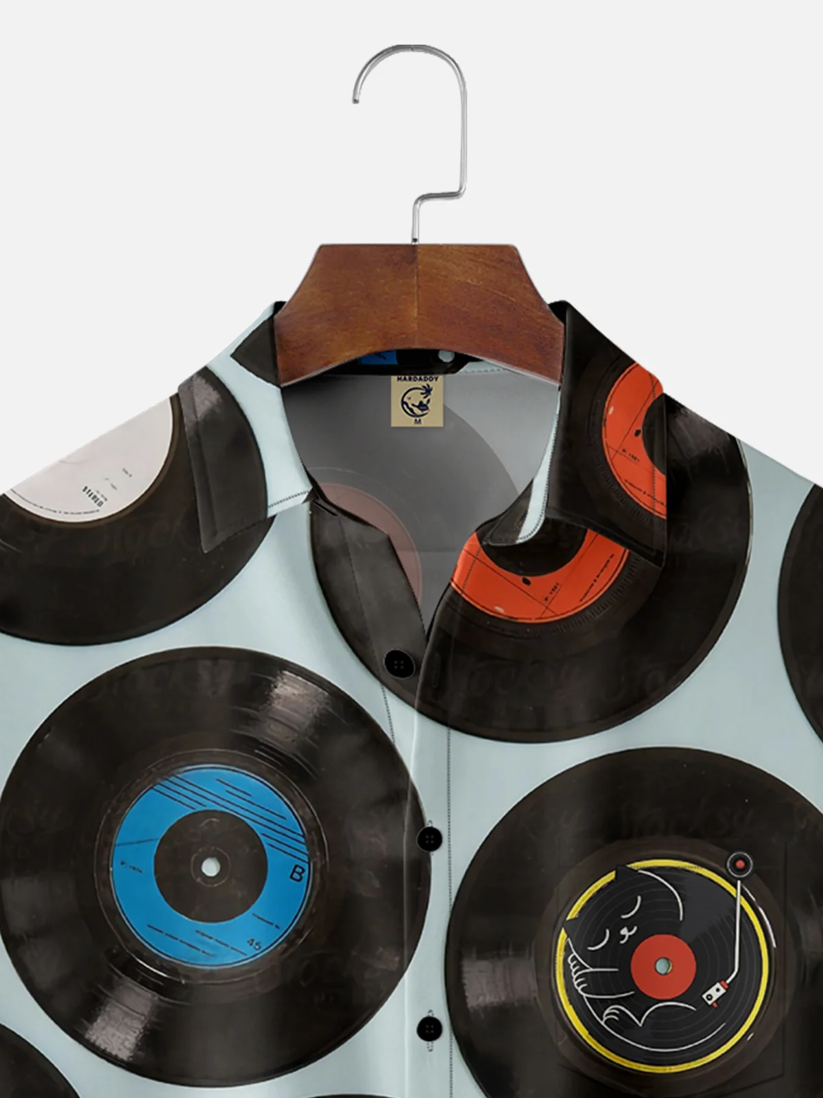 Hardaddy X Artist Coffee Man Moisture-wicking Vinyl Record Black Cat Chest Pocket Hawaiian Shirt