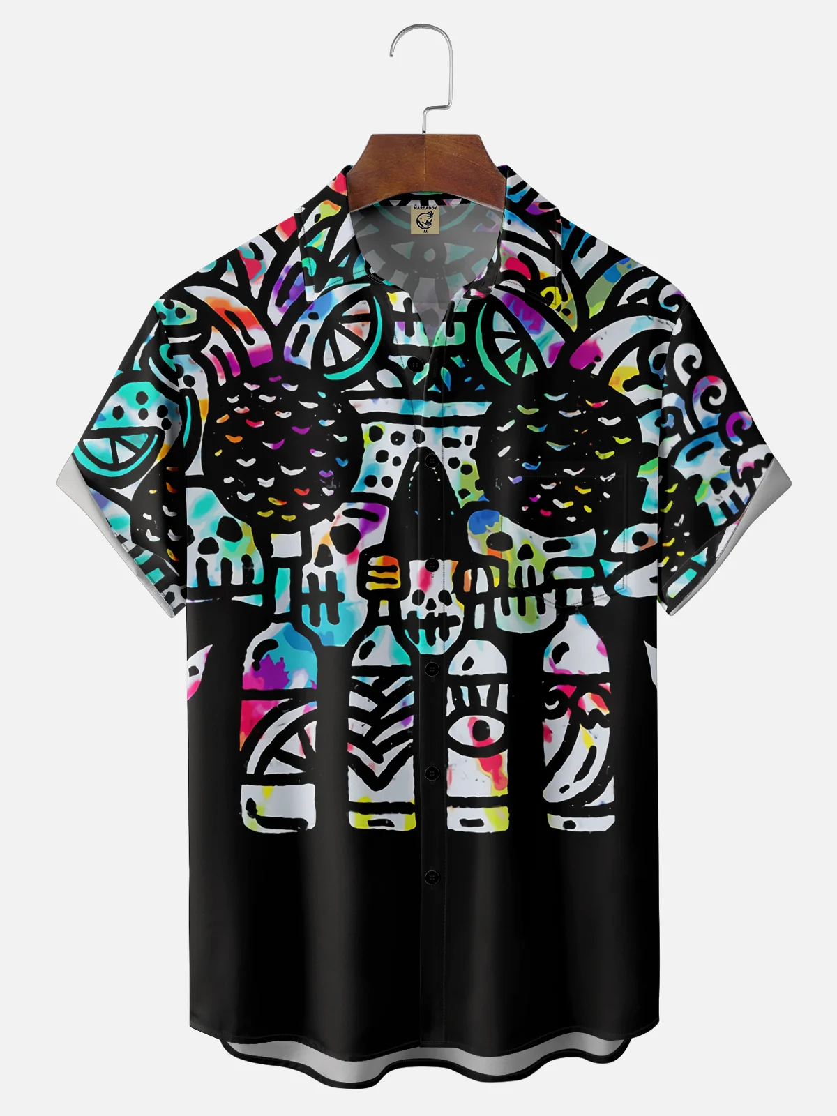 Hardaddy X Artist Walmazan Moisture-wicking Art Skull Chest Pocket Hawaiian Shirt
