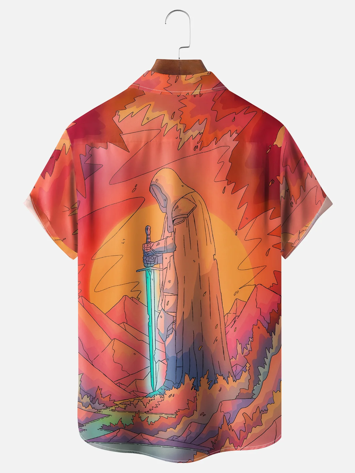 Hardaddy X Artist Stephen Wade Moisture-wicking Religious Sword Guard Chest Pocket Hawaiian Shirt