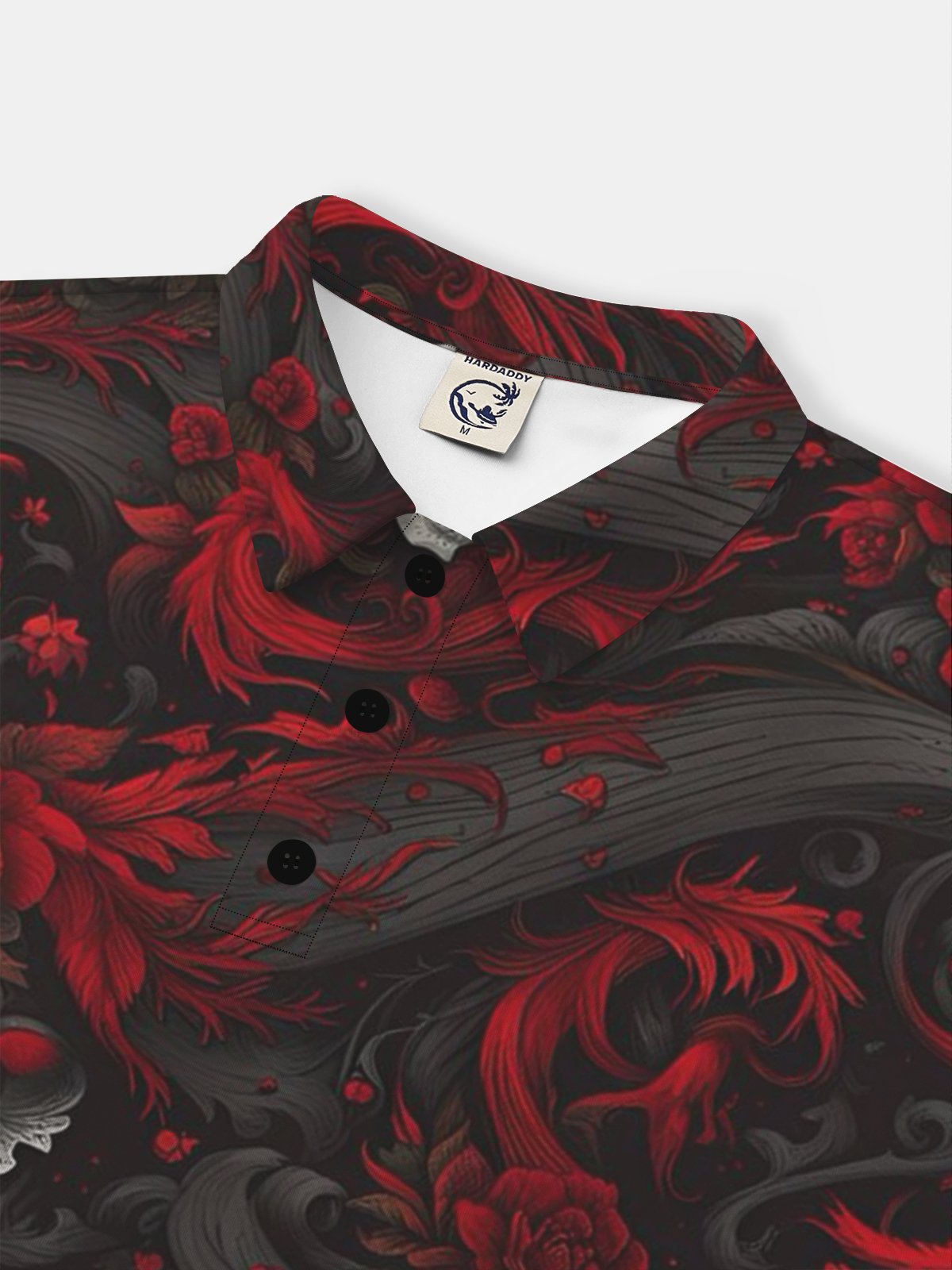 Moisture Wicking Rock Punk Skull Rose Short Sleeve Golf Polo