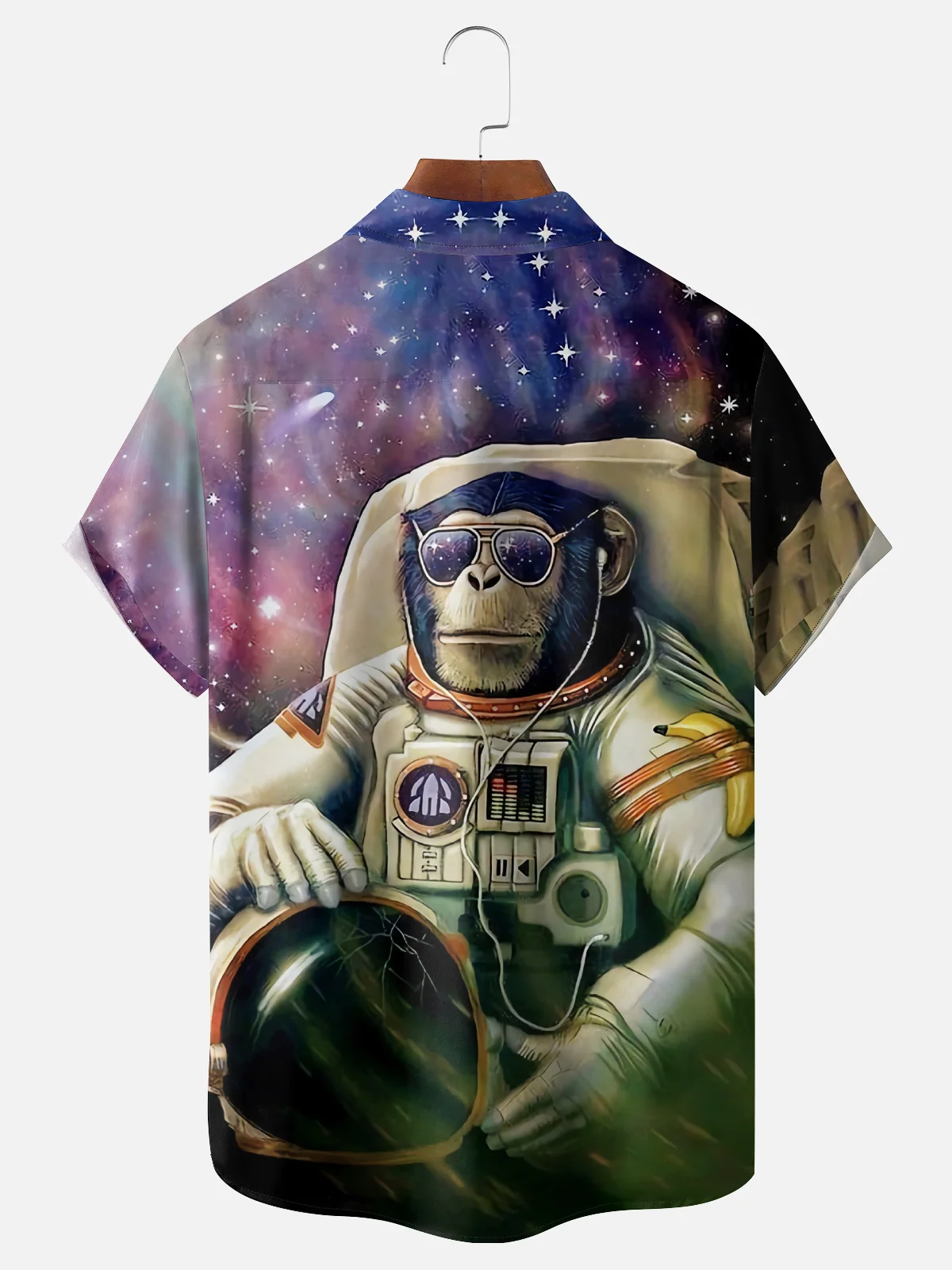 Moisture Wicking Orangutan Astronaut Chest Pocket Hawaiian Shirt