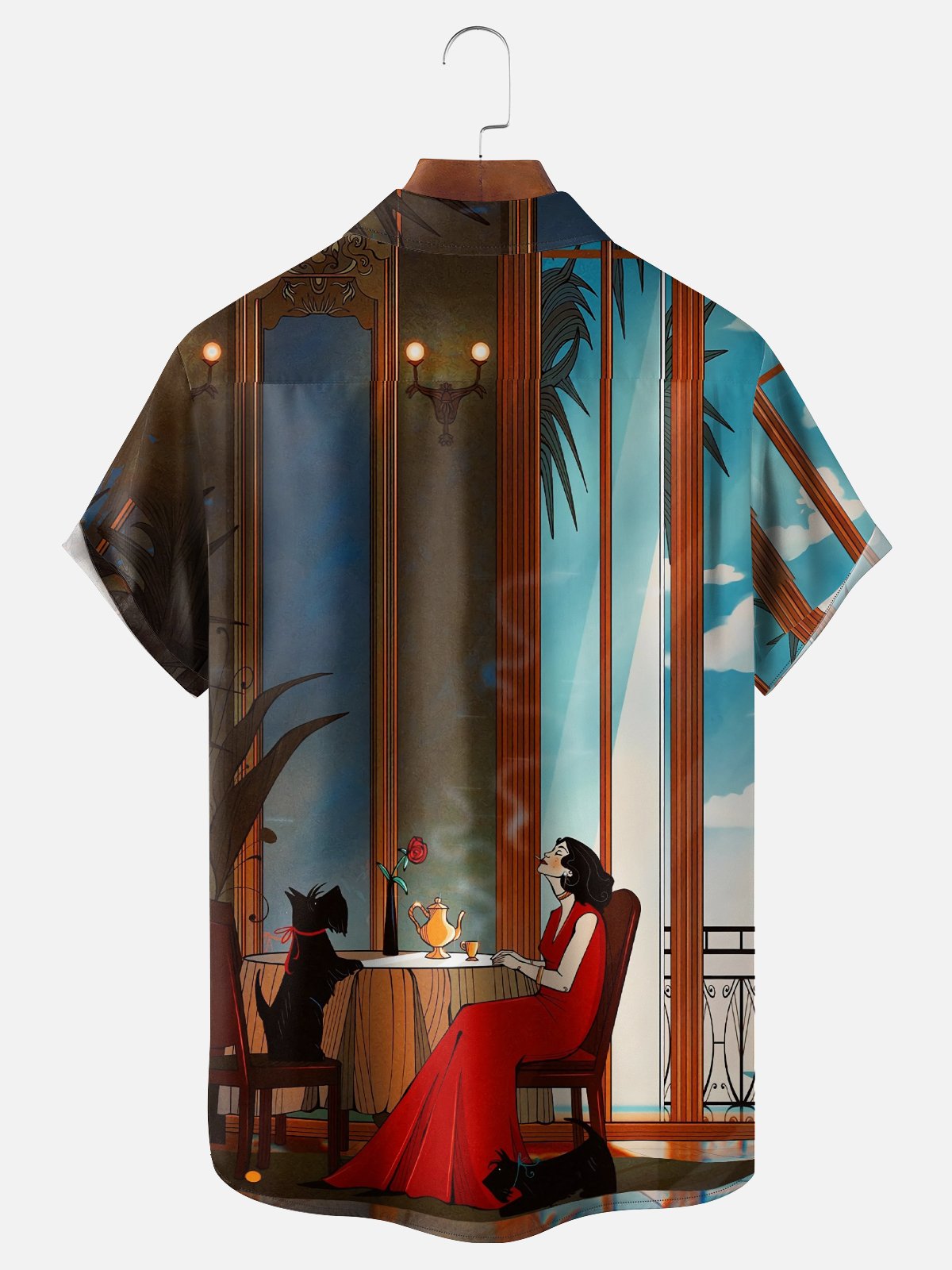 Moisture-wicking Art Retro Character Girl Illustration Chest Pocket Casual Shirt