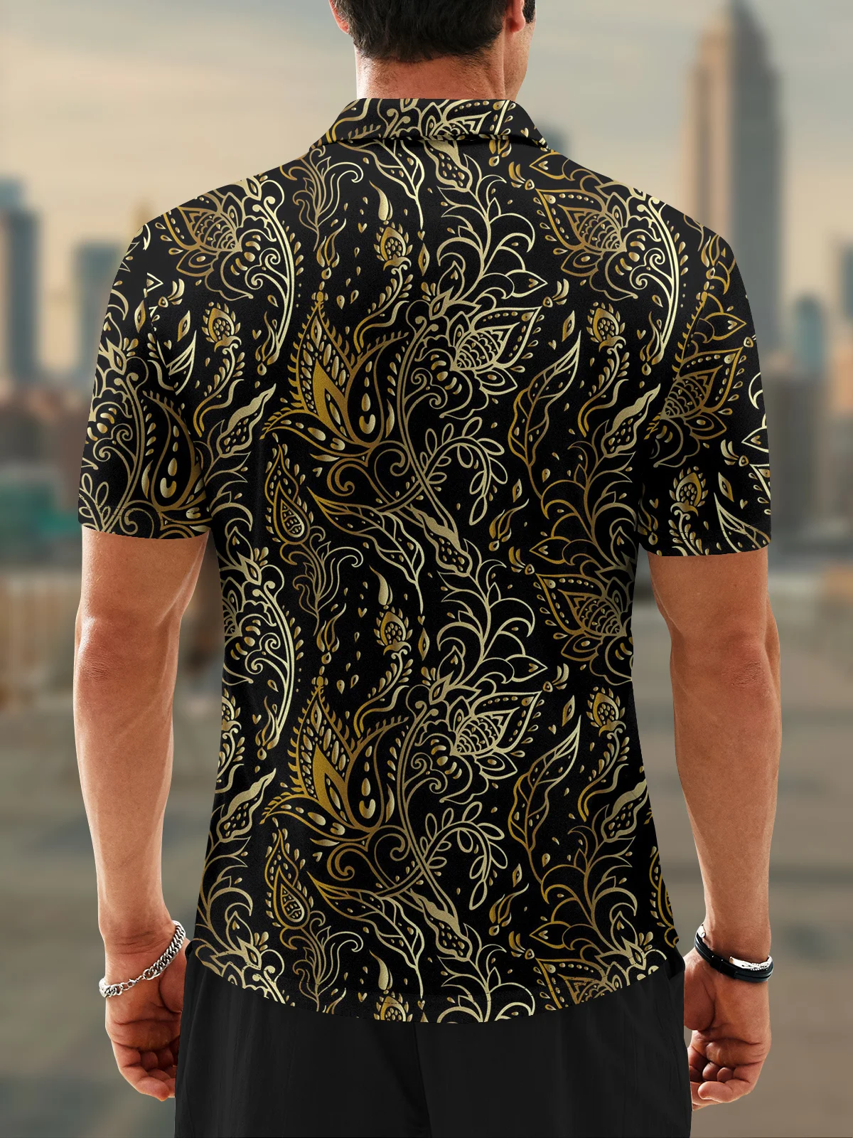 Moisture Wicking Gradient Paisley Short Sleeve Golf Polo