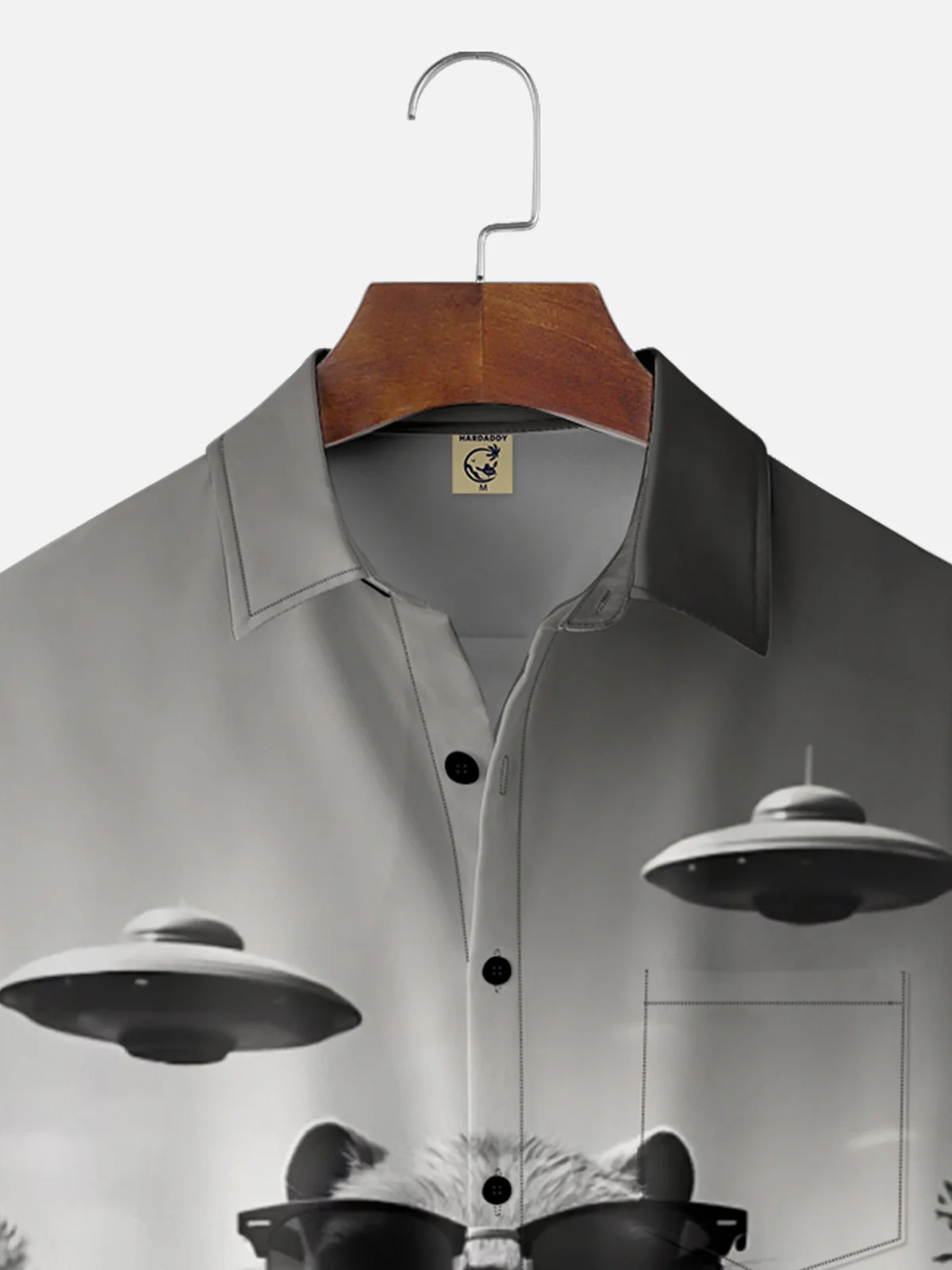 Moisture Wicking Alien Spaceship Capybara Chest Pocket Hawaiian Shirt