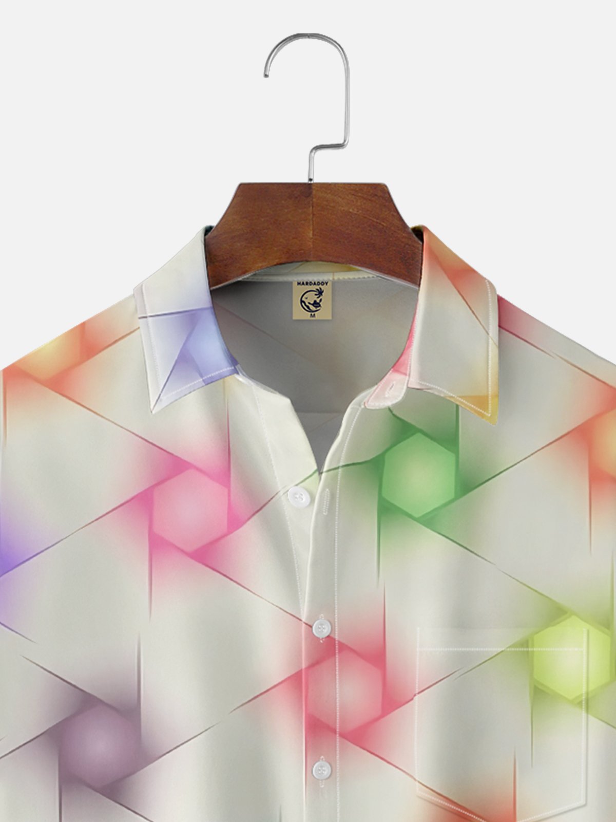 Moisture-wicking Abstract Art Colorful Print Chest Pocket Casual Shirt