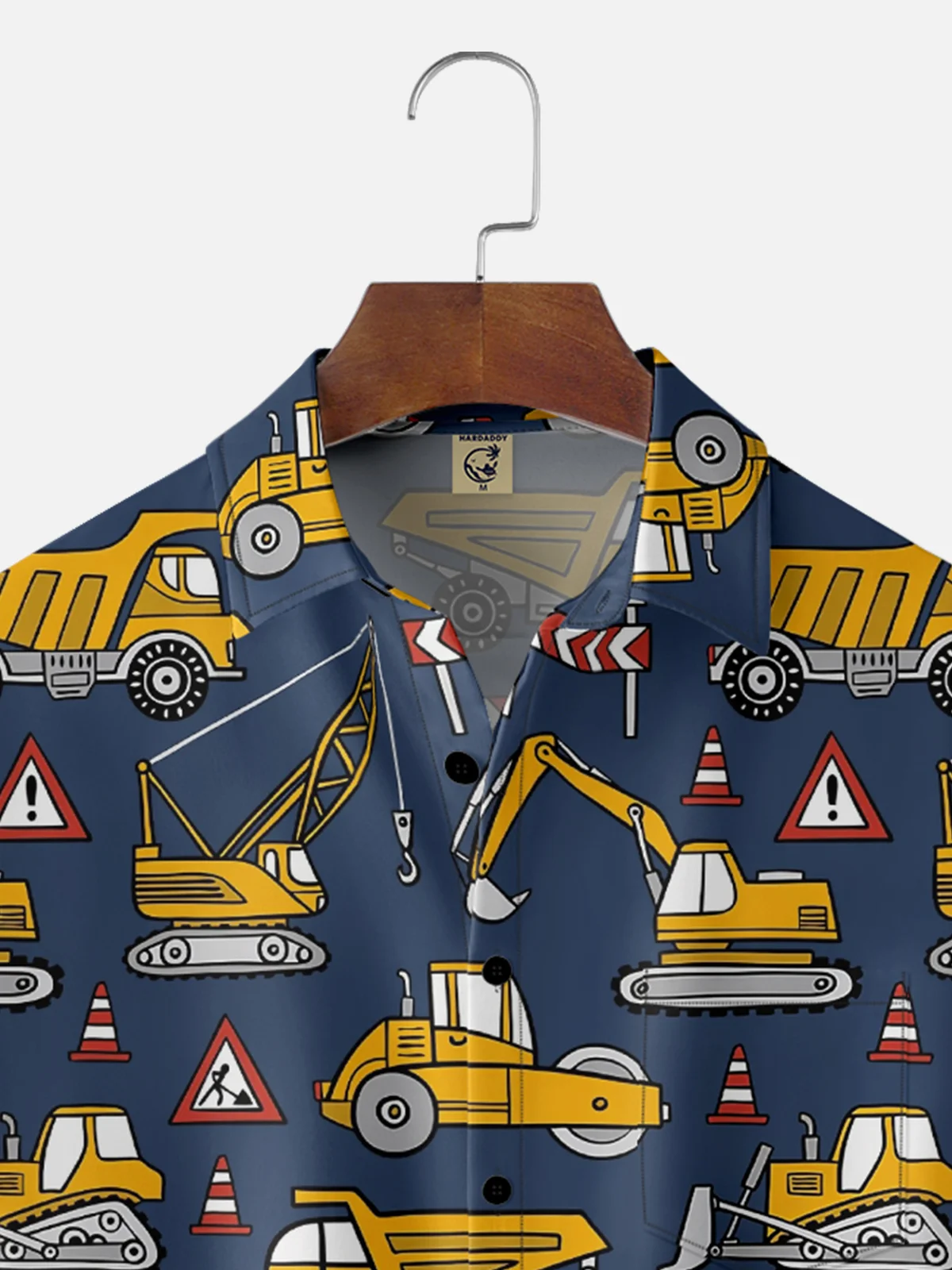 Moisture-wicking Excavator Fun Print Chest Pocket Casual Shirt