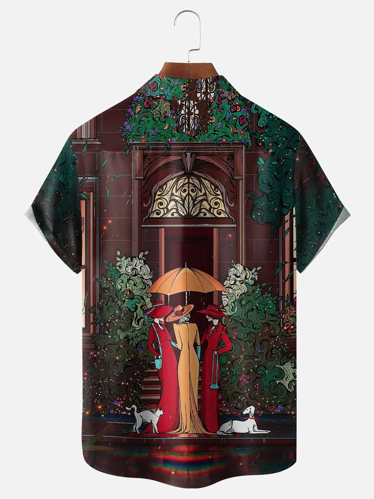 Moisture-wicking Art Retro Girl Illustration Chest Pocket Casual Shirt