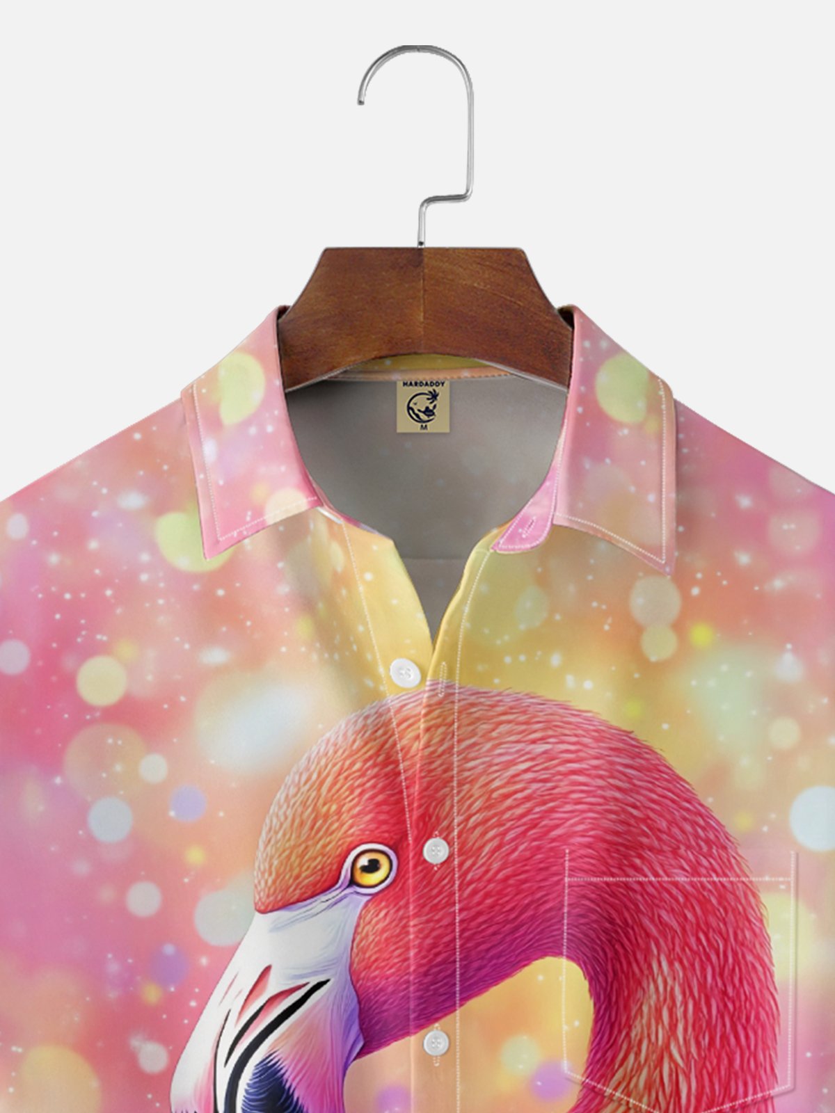 Moisture Wicking Ombre Flamingo Chest Pocket Hawaiian Shirt