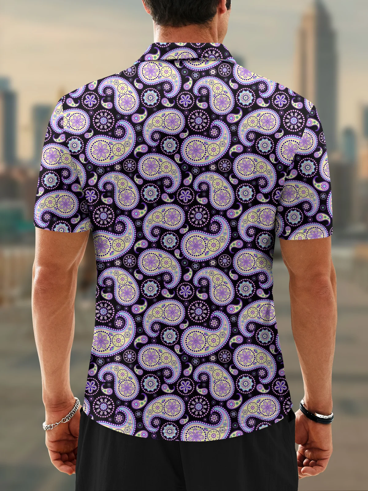 Moisture Wicking Paisley Short Sleeve Golf Polo