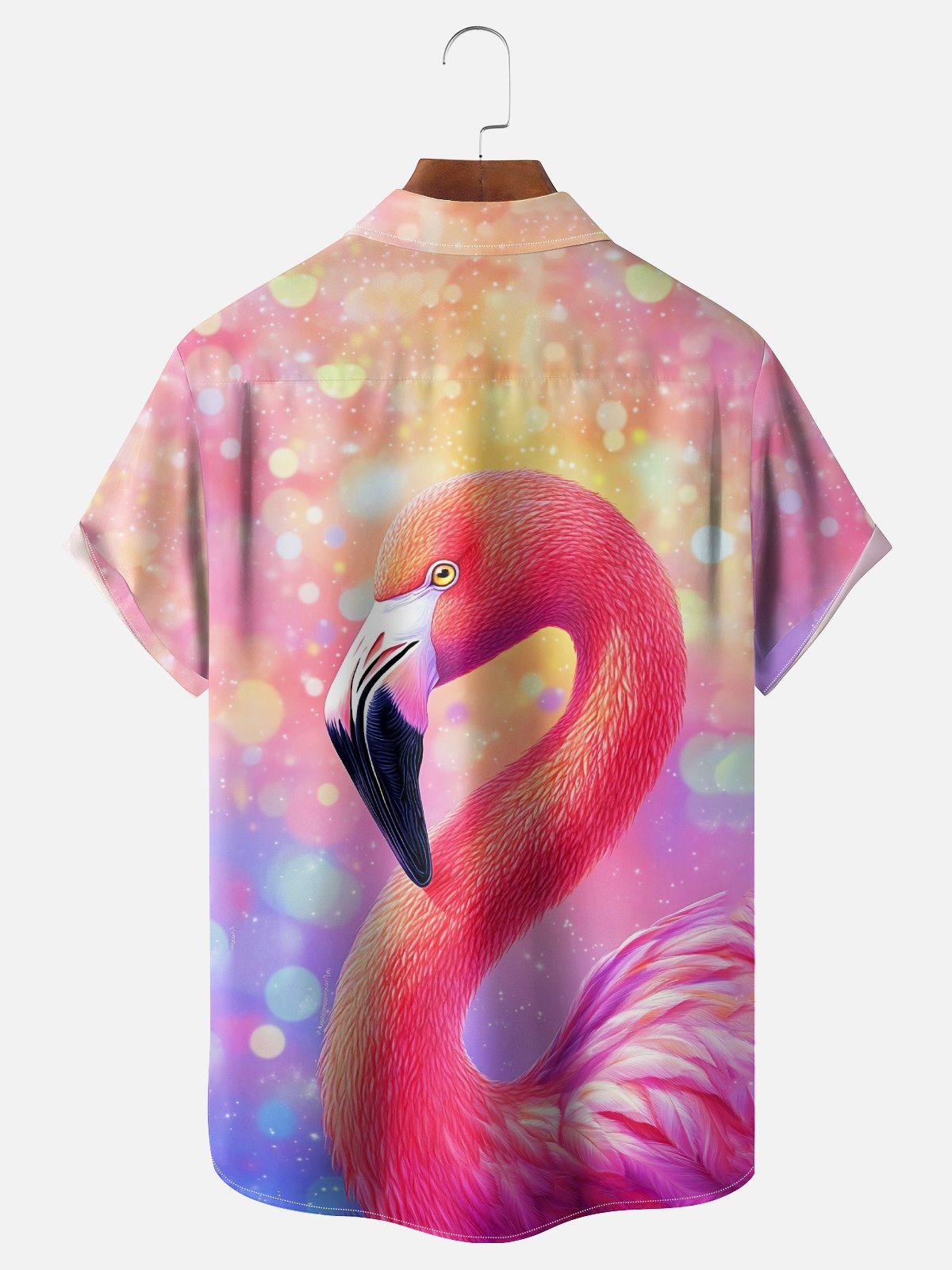 Moisture Wicking Ombre Flamingo Chest Pocket Hawaiian Shirt