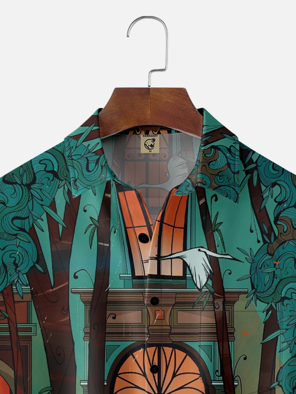 Moisture-wicking Art Illustration Landscape Chest Pocket Casual Shirt