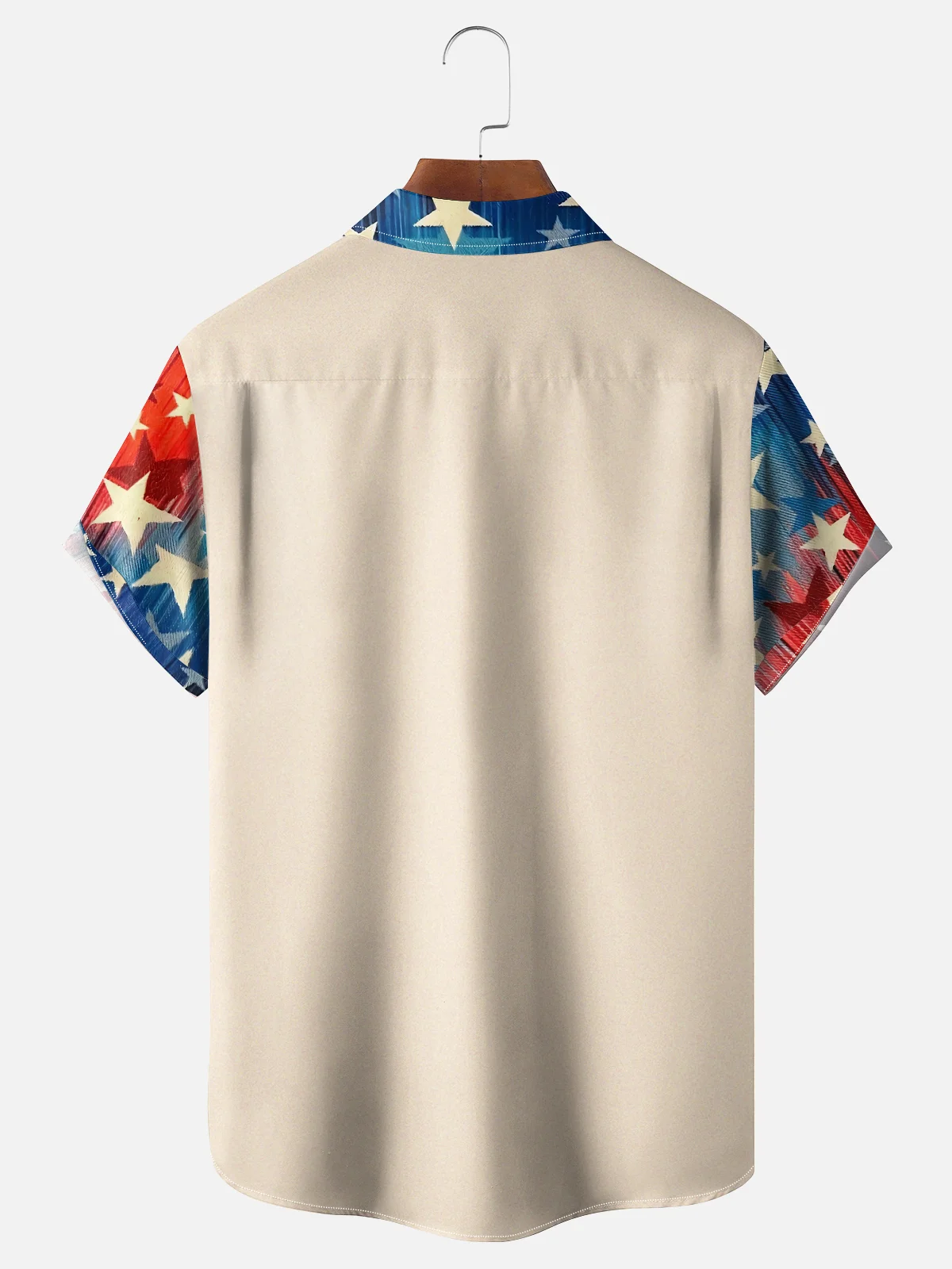 Moisture-wicking American Flag Stitching Art Independence Day Chest Pocket Bowling Shirt