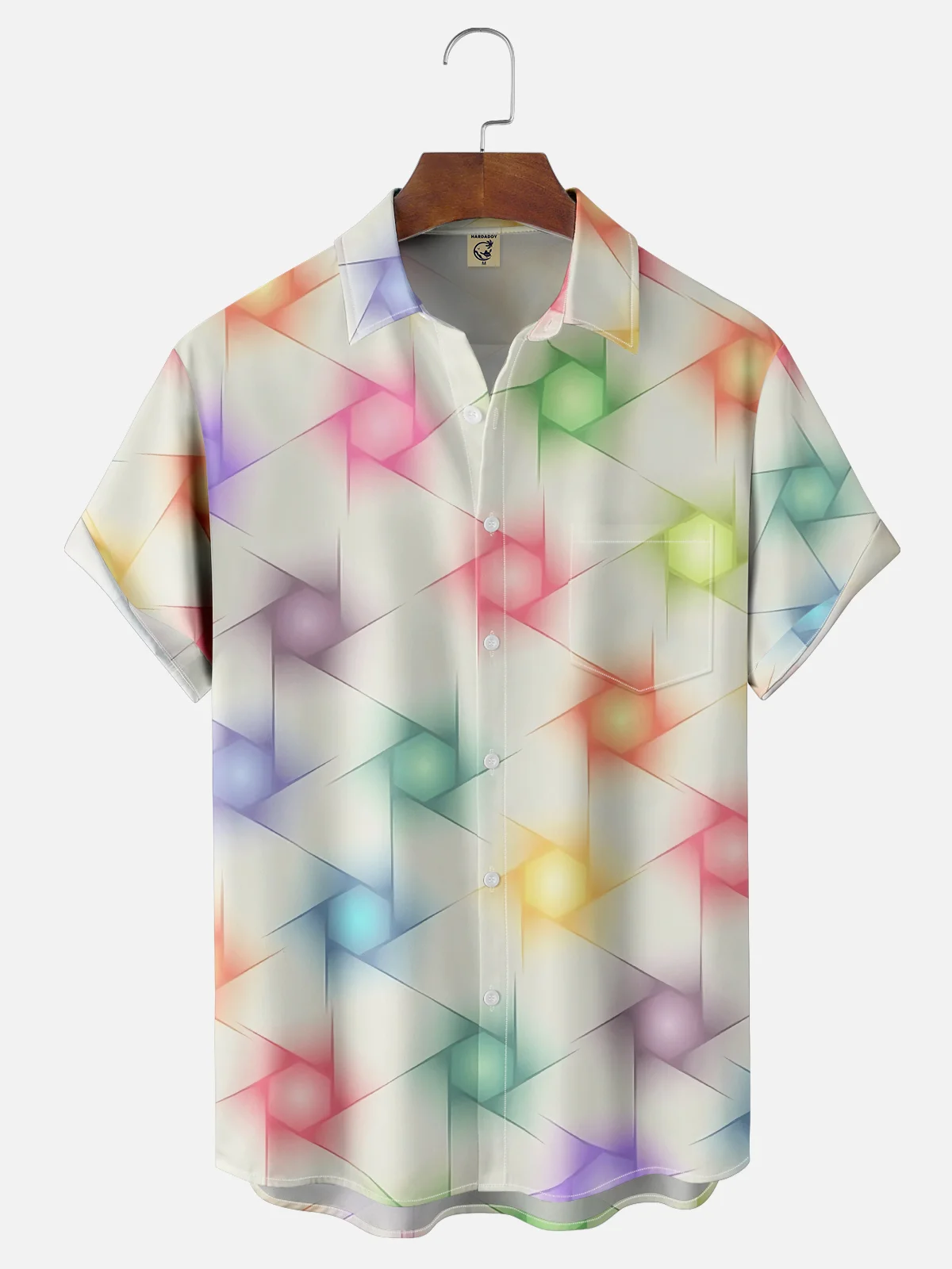 Moisture-wicking Abstract Art Colorful Print Chest Pocket Casual Shirt