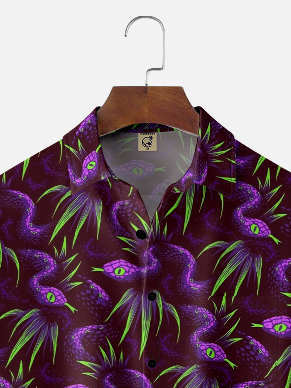 Moisture Wicking Ombre Snake Leaf Chest Pocket Hawaiian Shirt