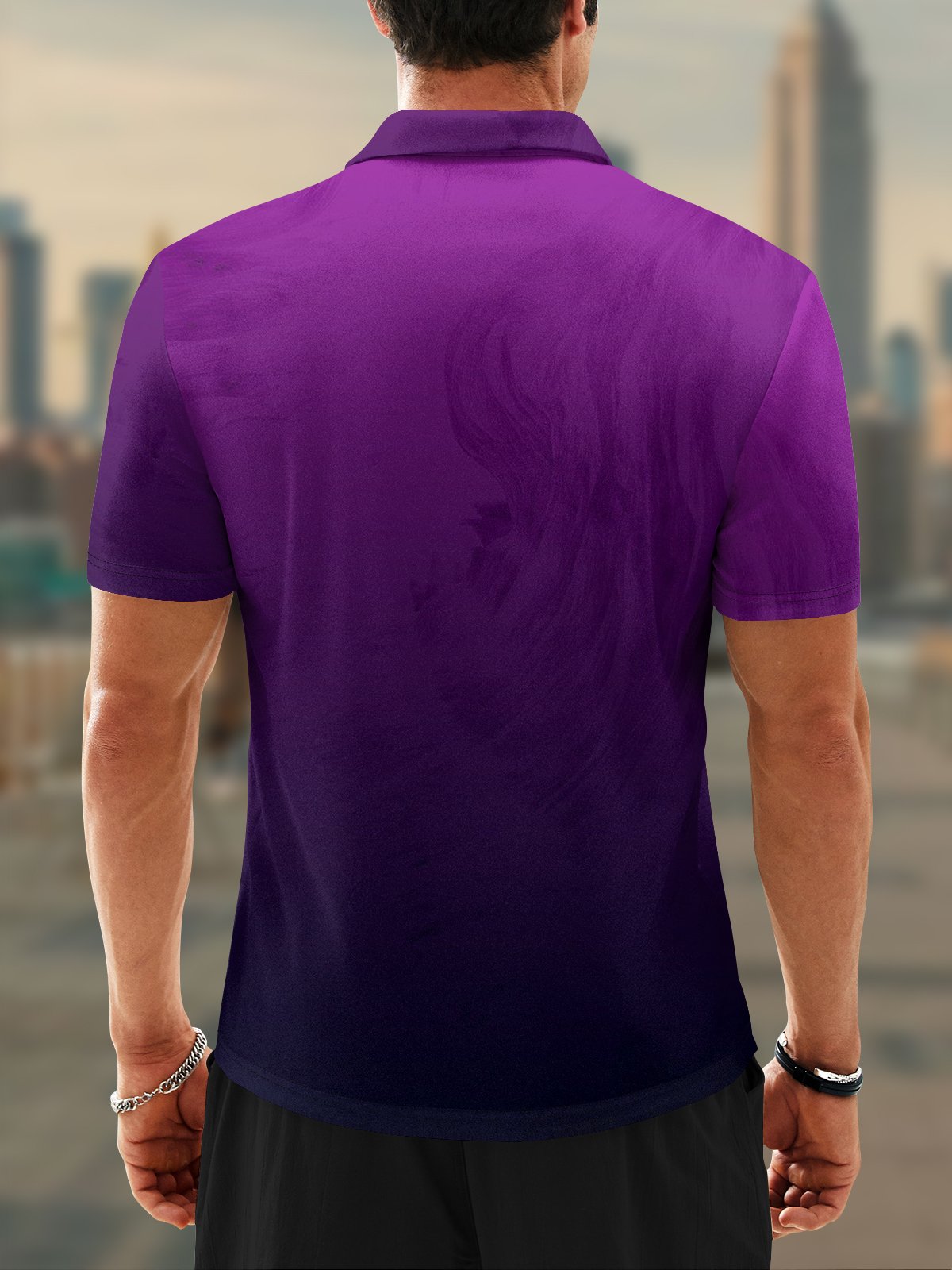 Moisture Wicking Gradient Color Abstract Stripes Short Sleeve Golf Polo