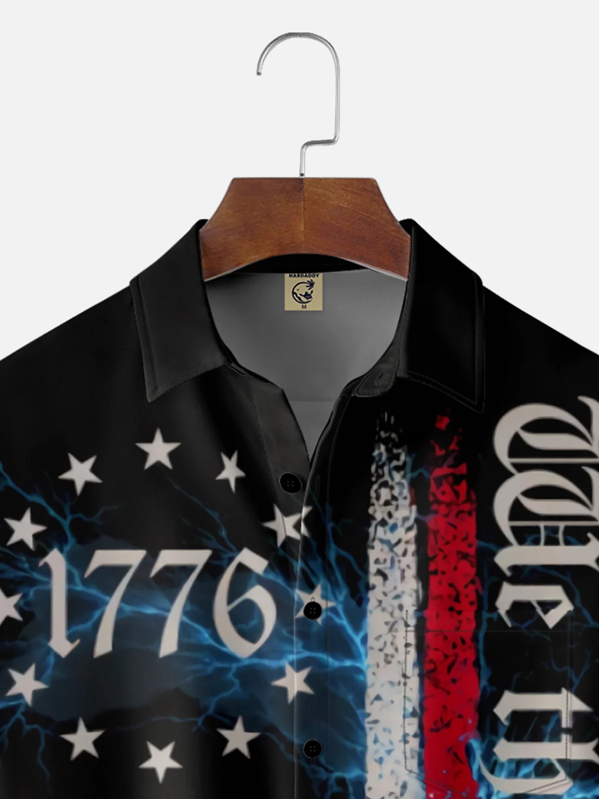 Moisture Wicking 1776 Independence Day American Flag Chest Pocket Hawaiian Shirt