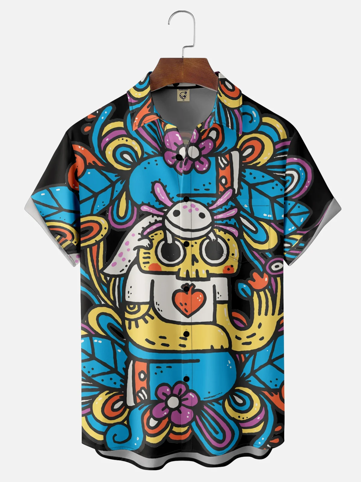 Hardaddy X Artist Walmazan Moisture-wicking Mexican Skull Chest Pocket Hawaiian Shirt