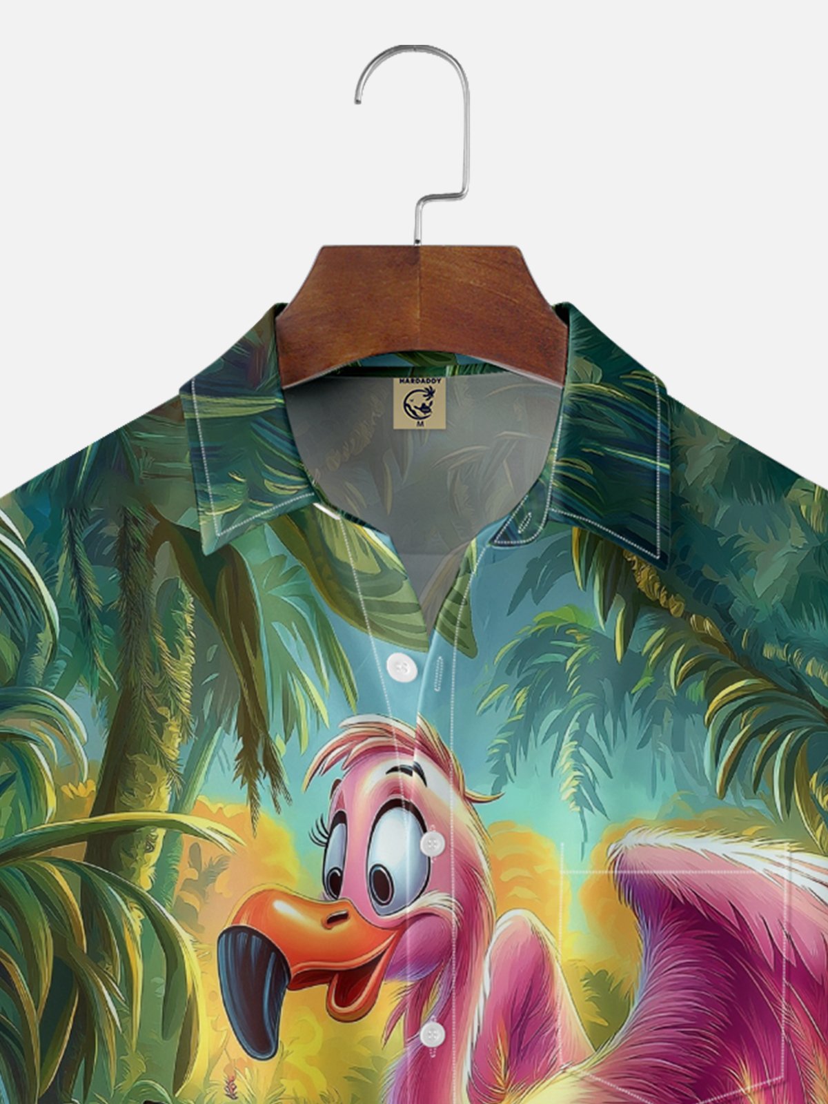 Moisture-wicking Flamingo Funny Shock Art Chest Pocket Hawaiian Shirt