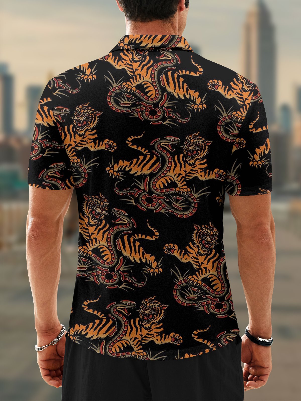 Moisture Wicking Tiger Snake Short Sleeve Golf Polo