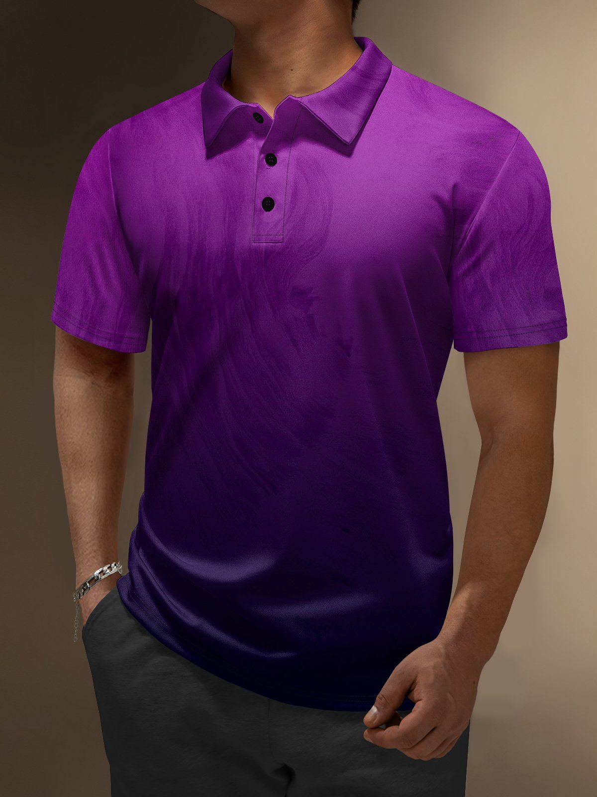 Moisture Wicking Gradient Color Abstract Stripes Short Sleeve Golf Polo