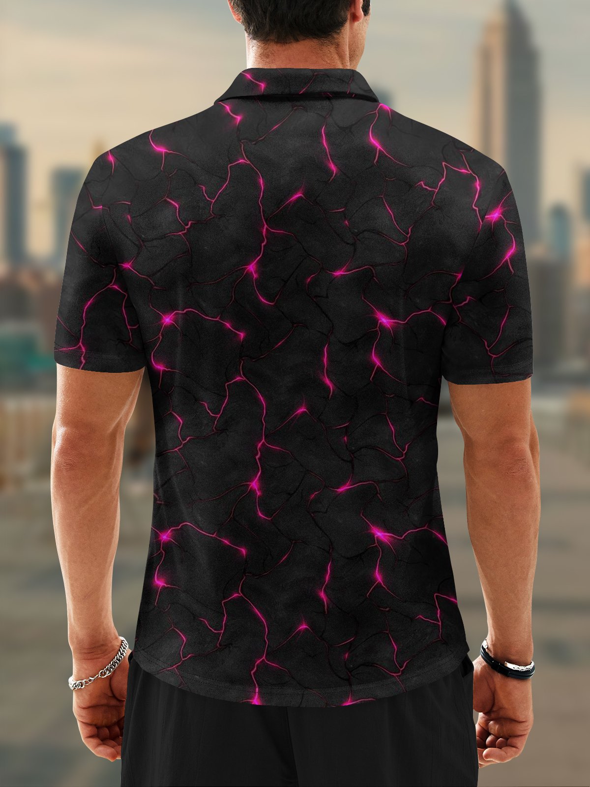 Moisture Wicking 3D Gradient Color Abstract Geometric Short Sleeve Golf Polo