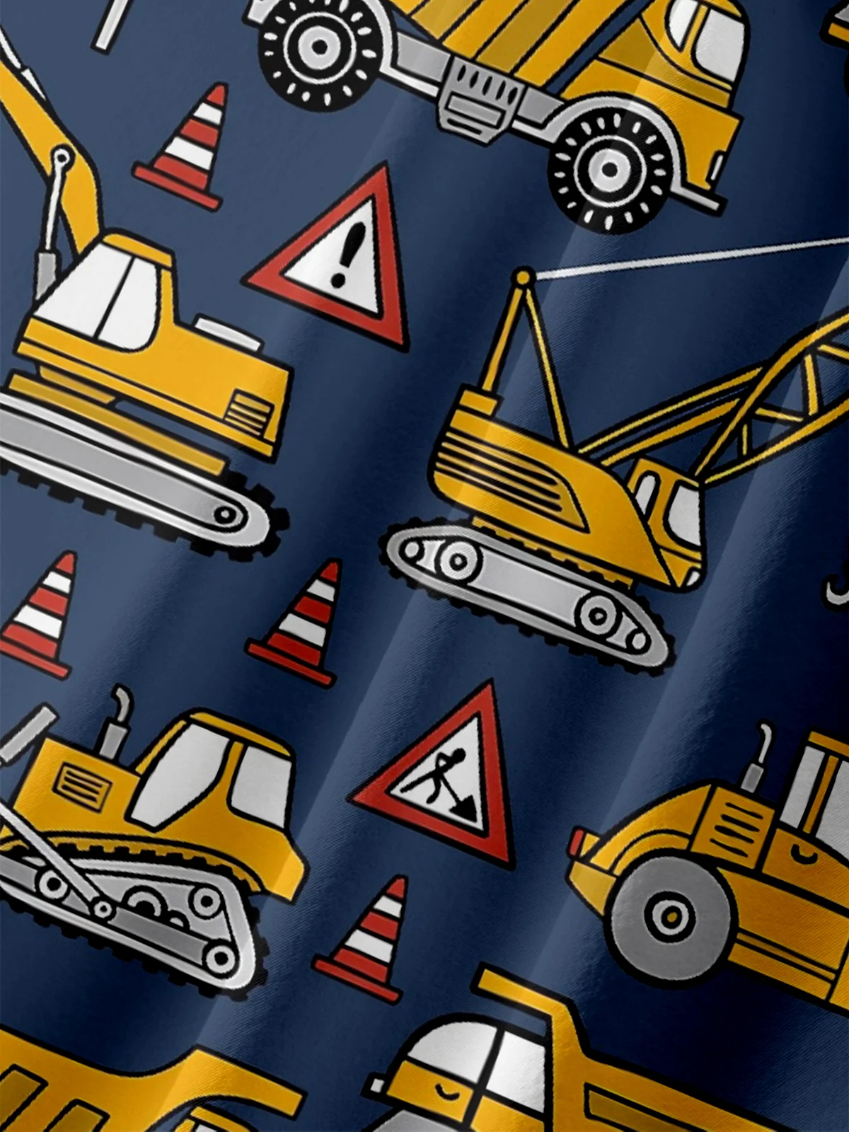 Moisture-wicking Excavator Fun Print Chest Pocket Casual Shirt