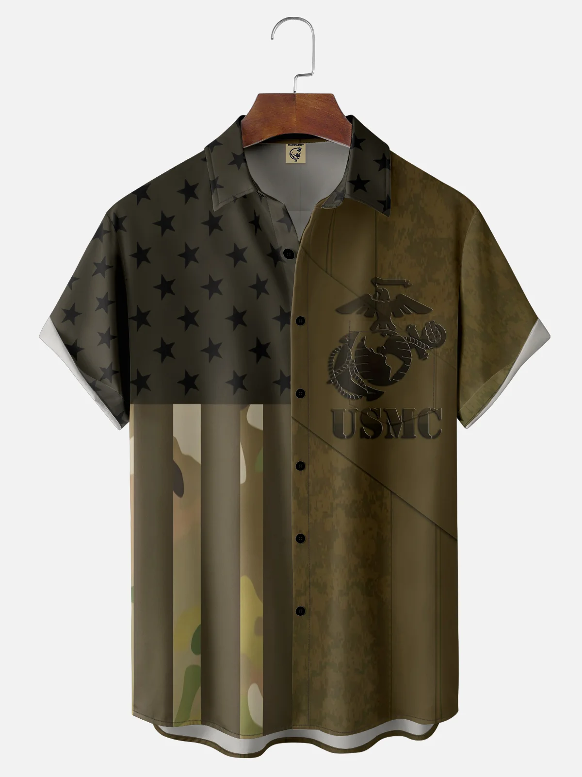 Moisture-wicking U.S. Marine Corps Camo Chest Pocket Hawaiian Shirt