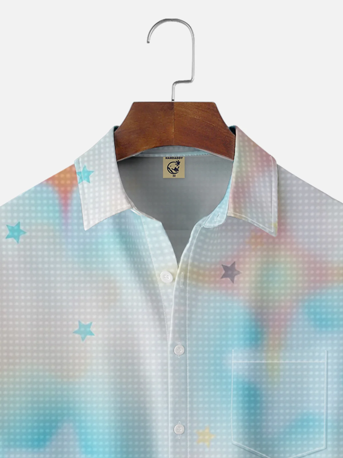 Moisture-wicking Young Fun Fantasy Star Art Chest Pocket Casual Shirt