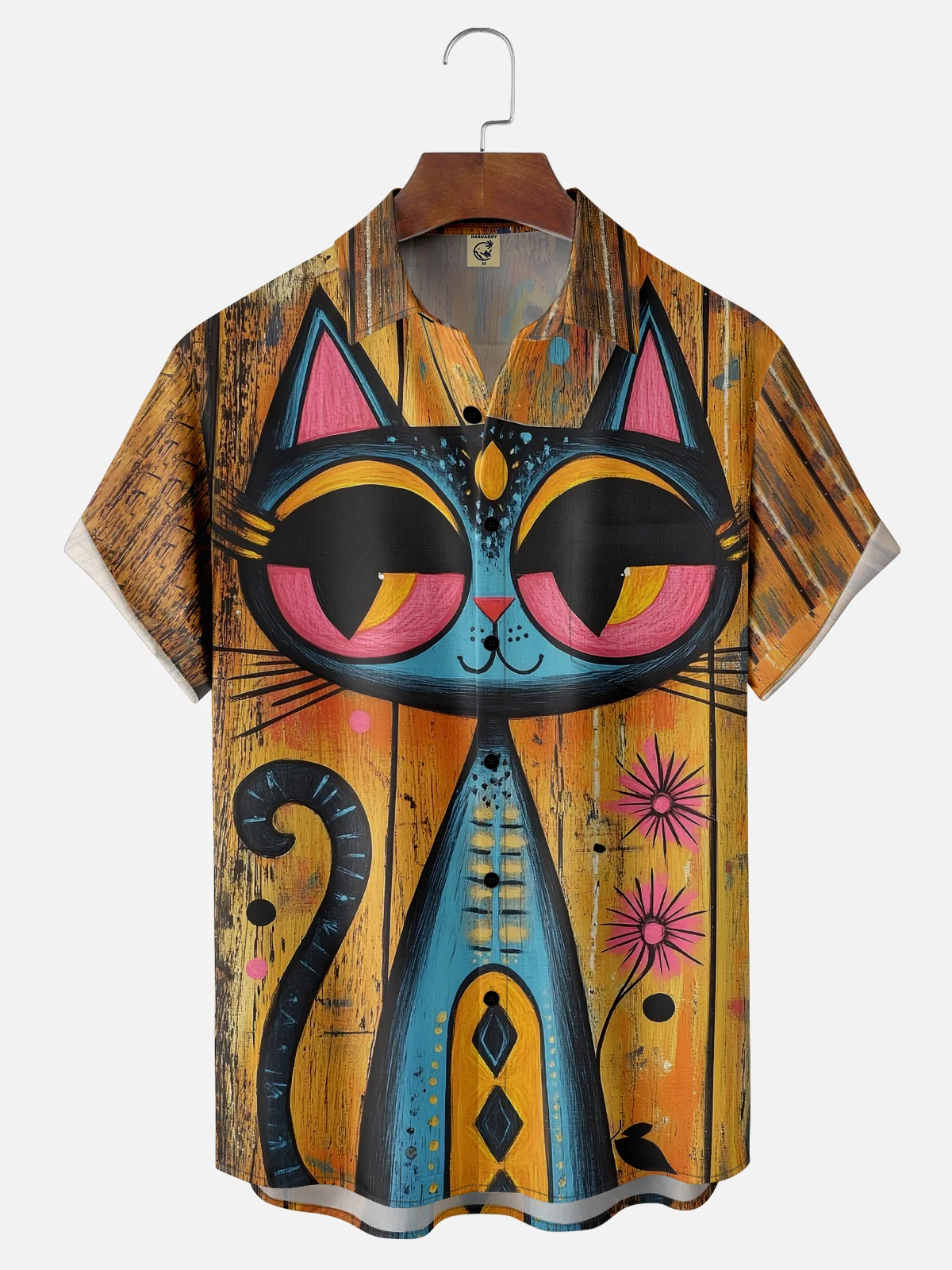 Moisture-wicking Art Abstract Cat Chest Pocket Casual Shirt